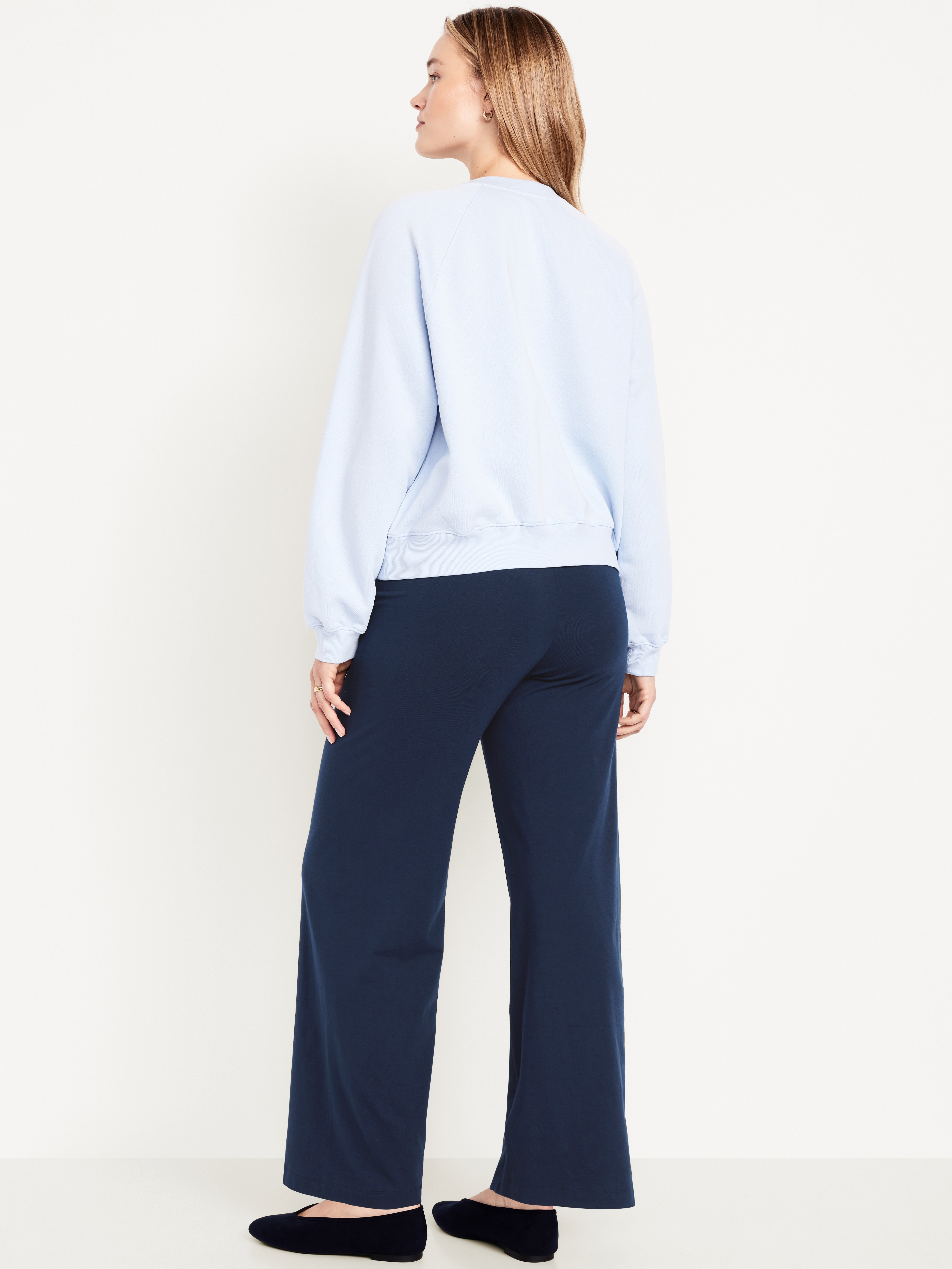 High-Waisted Fashion Wide-Leg Leggings - Navy Blue - 6