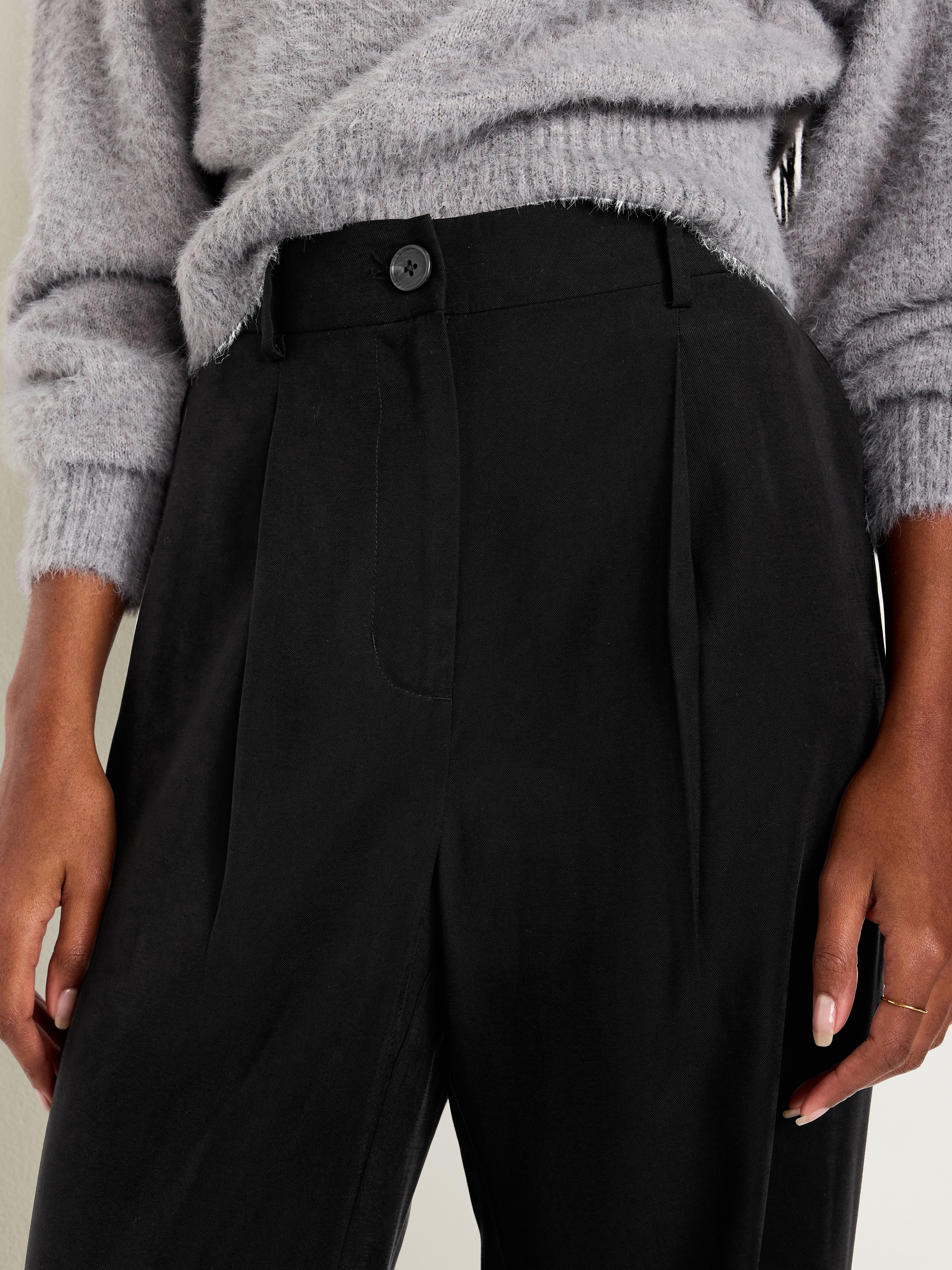 High-Waisted Taylor Trouser Wide-Leg Pants - Black Jack - 4