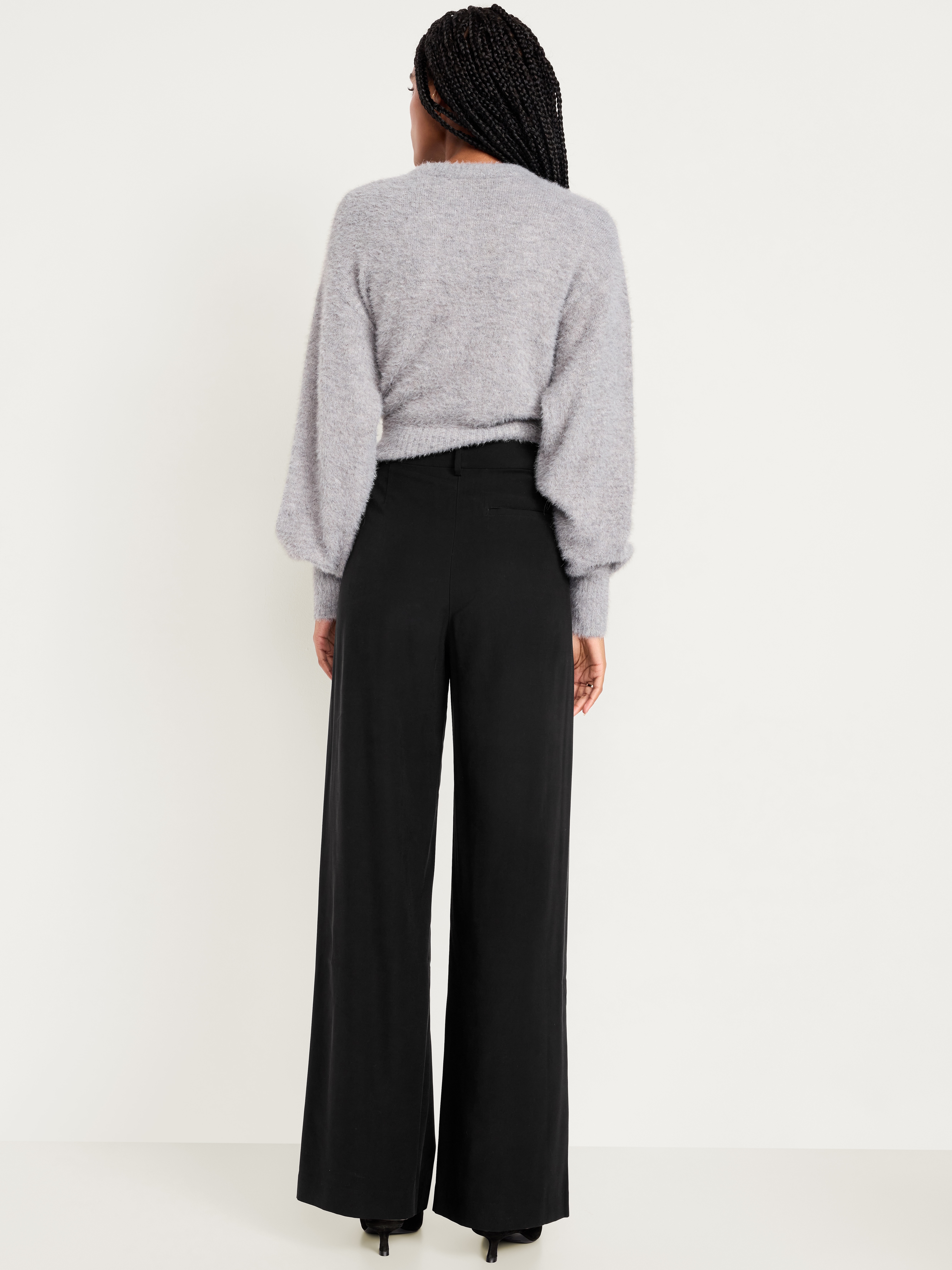High-Waisted Taylor Trouser Wide-Leg Pants - Black Jack - 3