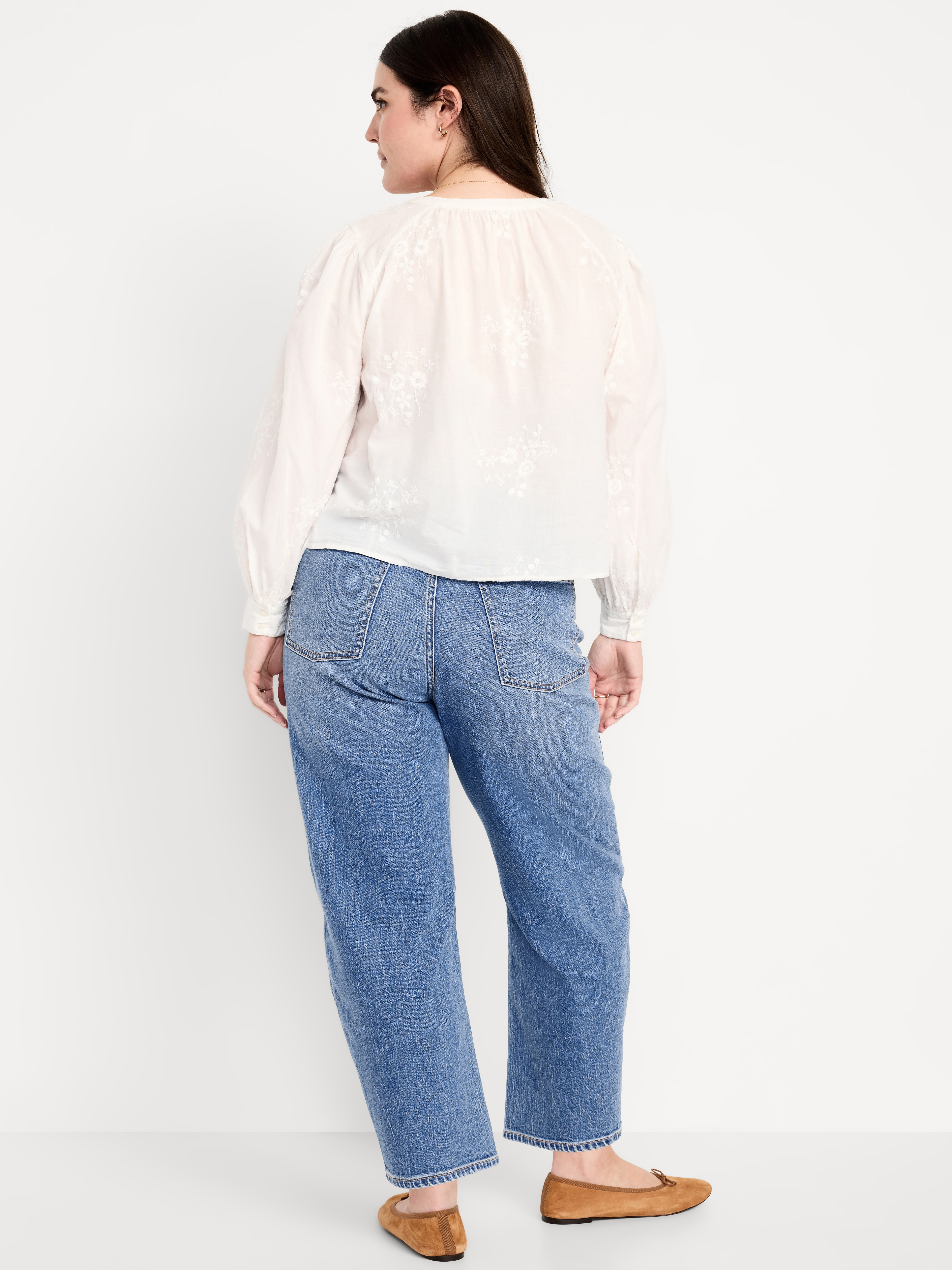 High-Waisted Wow Barrel-Leg Ankle Jeans - Light Wash - 7