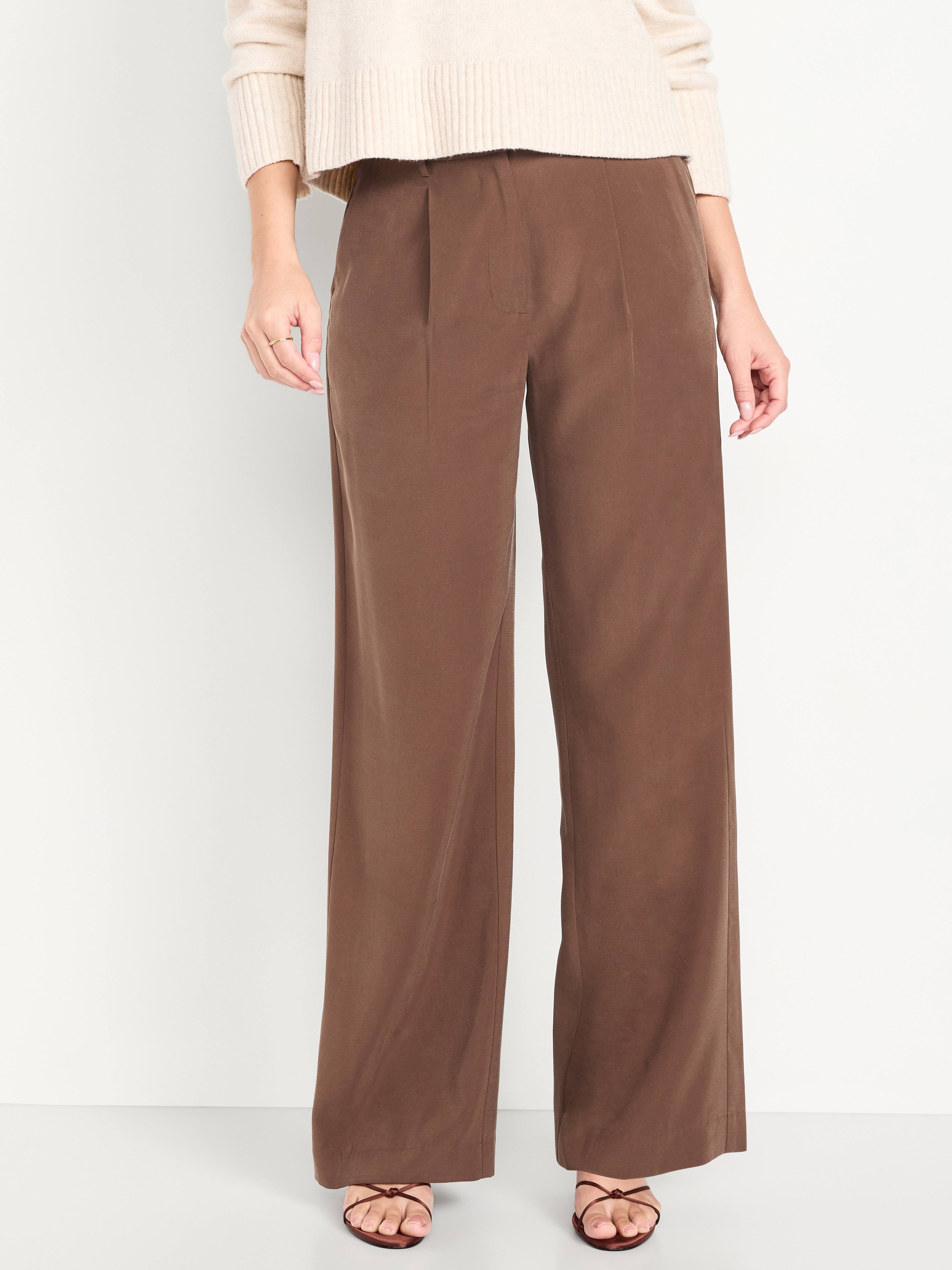 High-Waisted Taylor Trouser Wide-Leg Pants - Peppercorn - 2