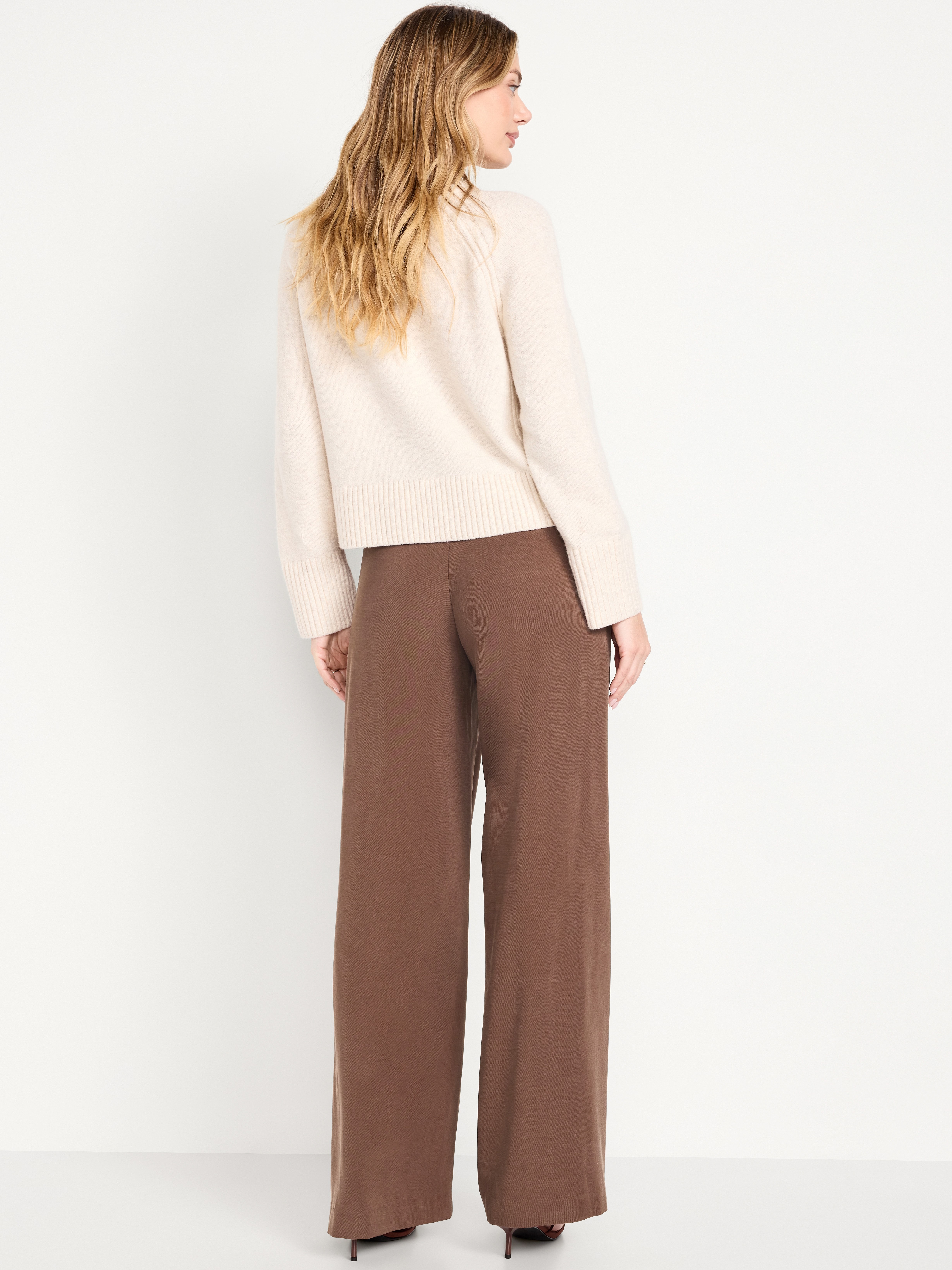 High-Waisted Taylor Trouser Wide-Leg Pants - Peppercorn - 3