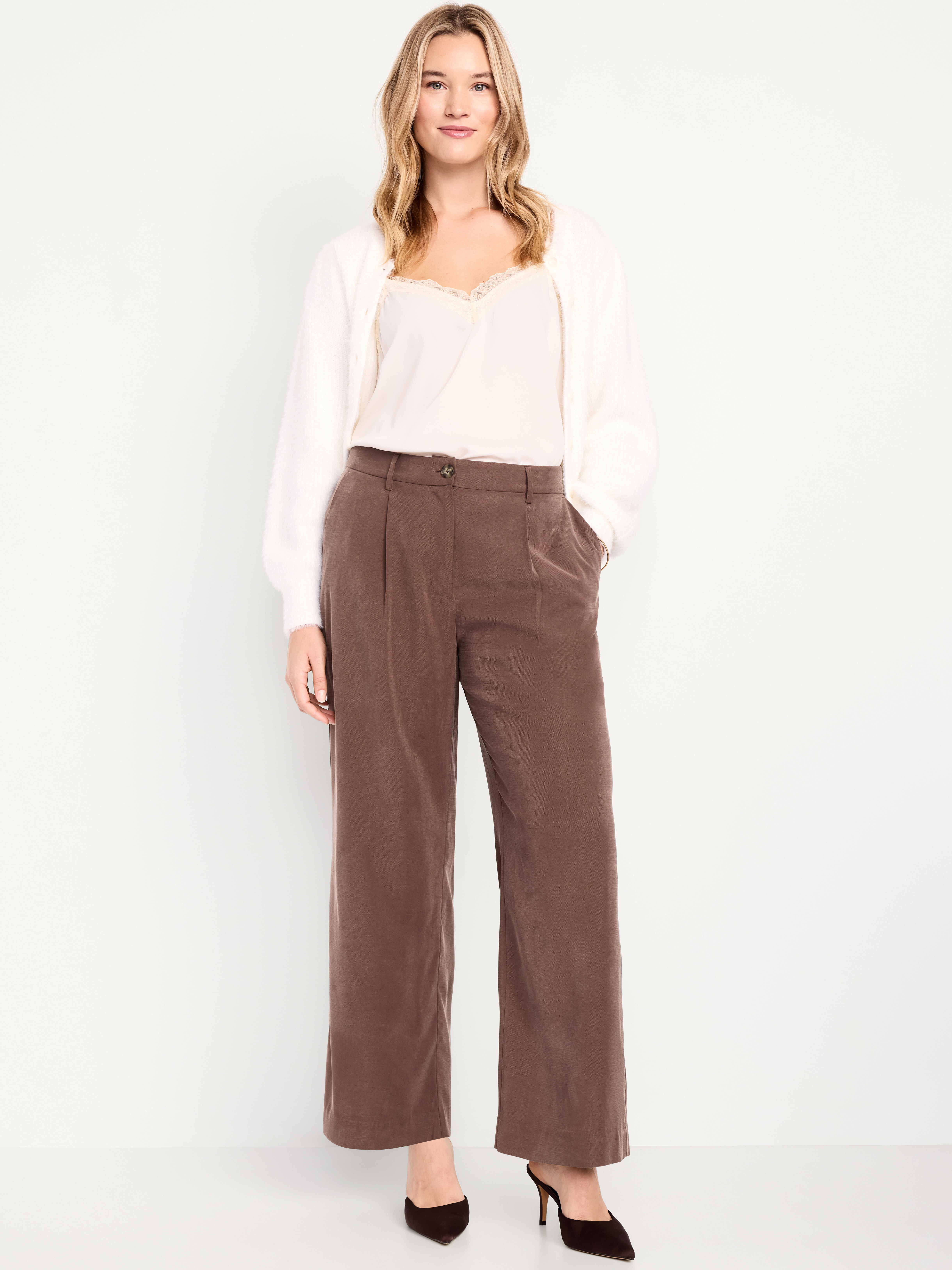 High-Waisted Taylor Trouser Wide-Leg Pants - Peppercorn - 5