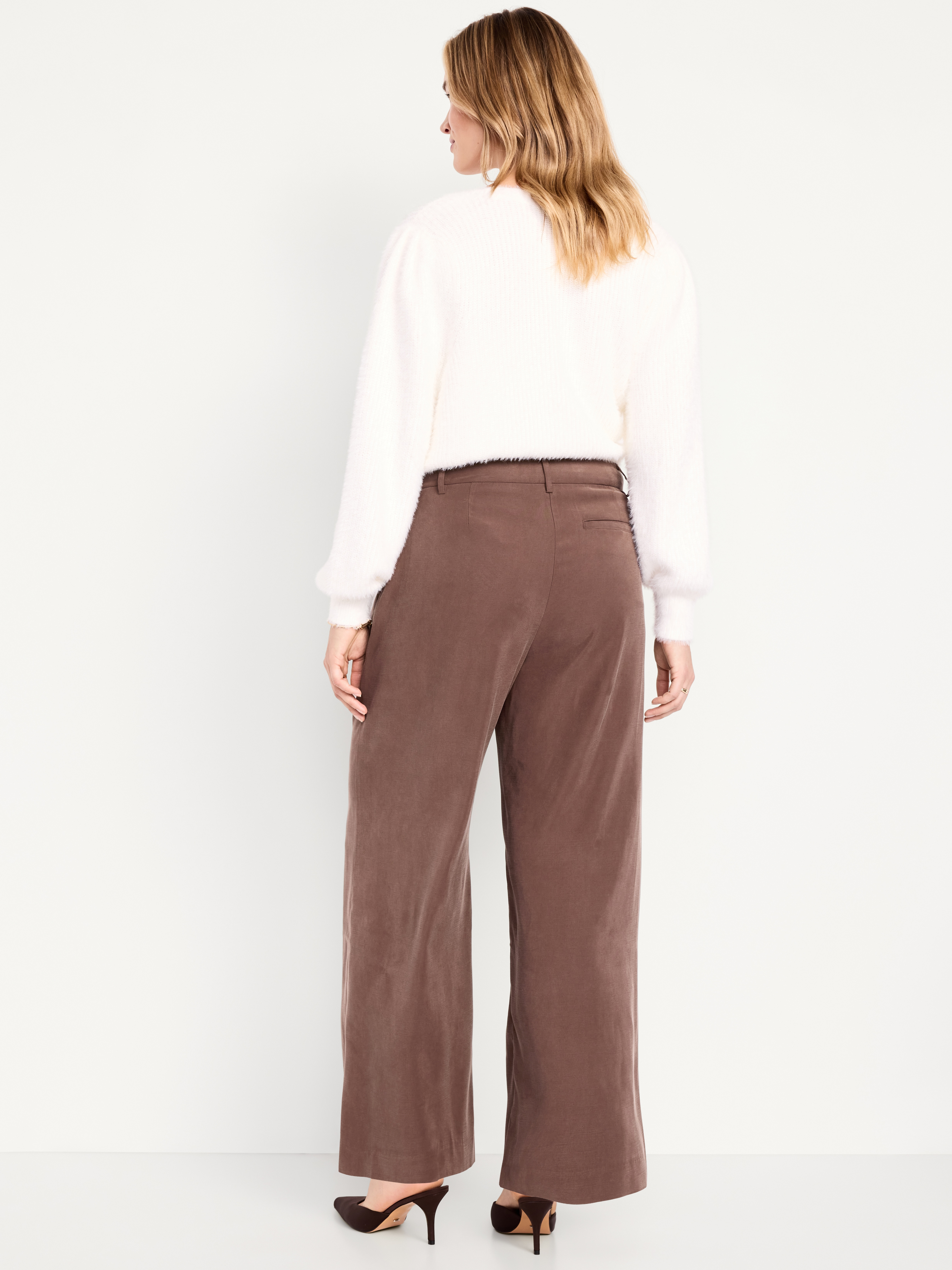 High-Waisted Taylor Trouser Wide-Leg Pants - Peppercorn - 6