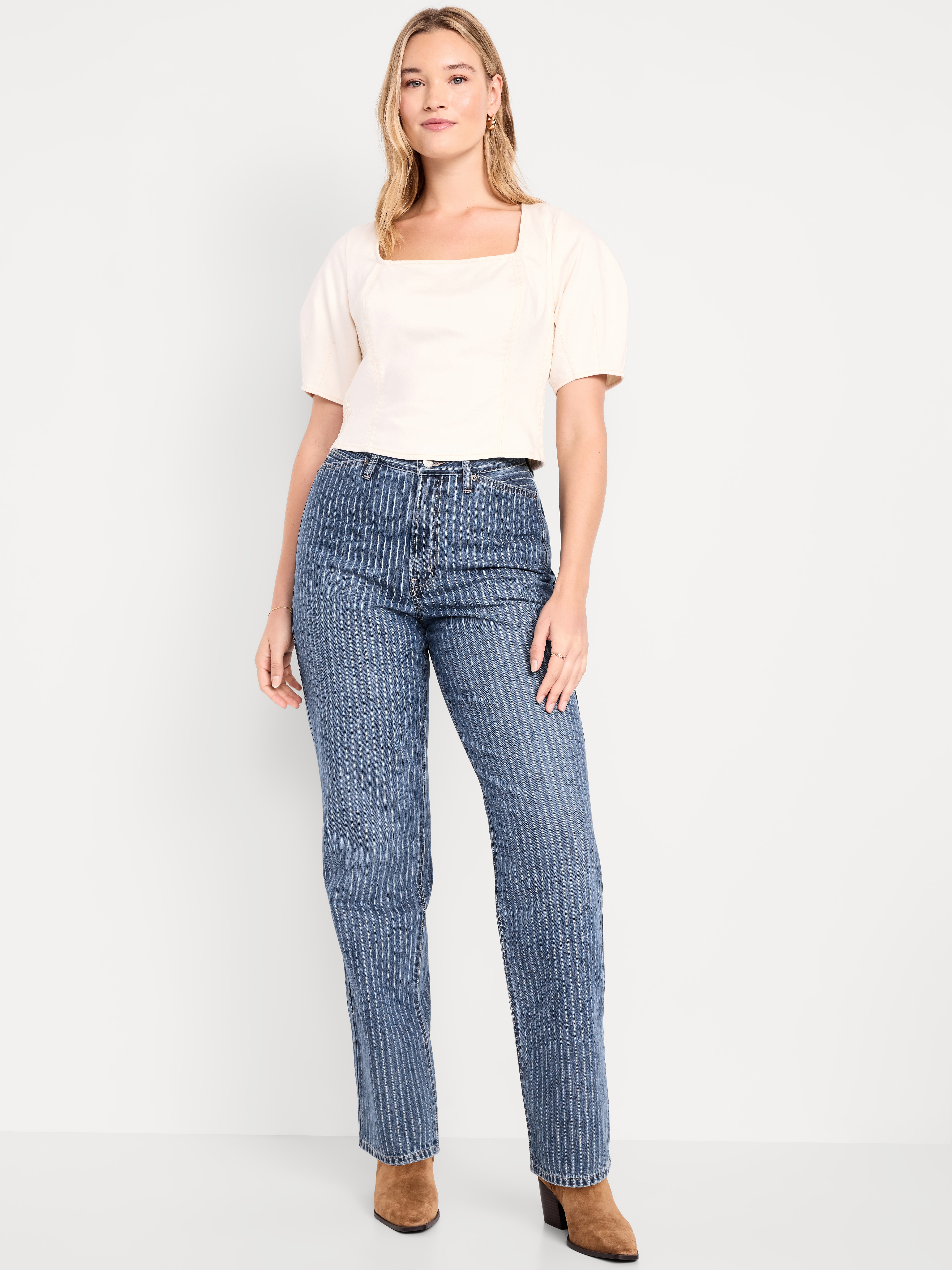 High-Waisted OG Loose Rigid Jeans - Stripe - 5