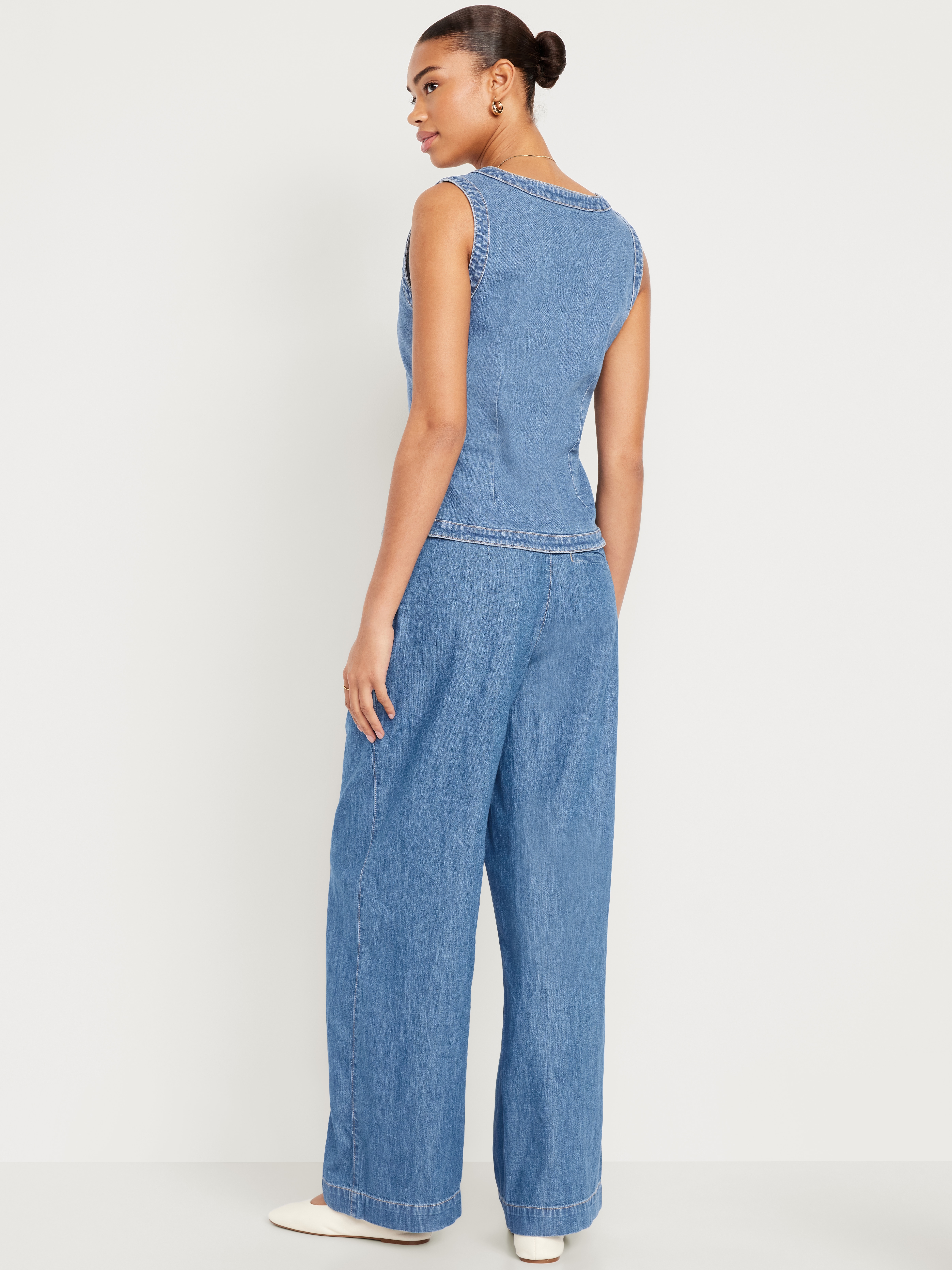 High-Waisted Taylor Trouser Wide-Leg Pants - Medium Wash - 3