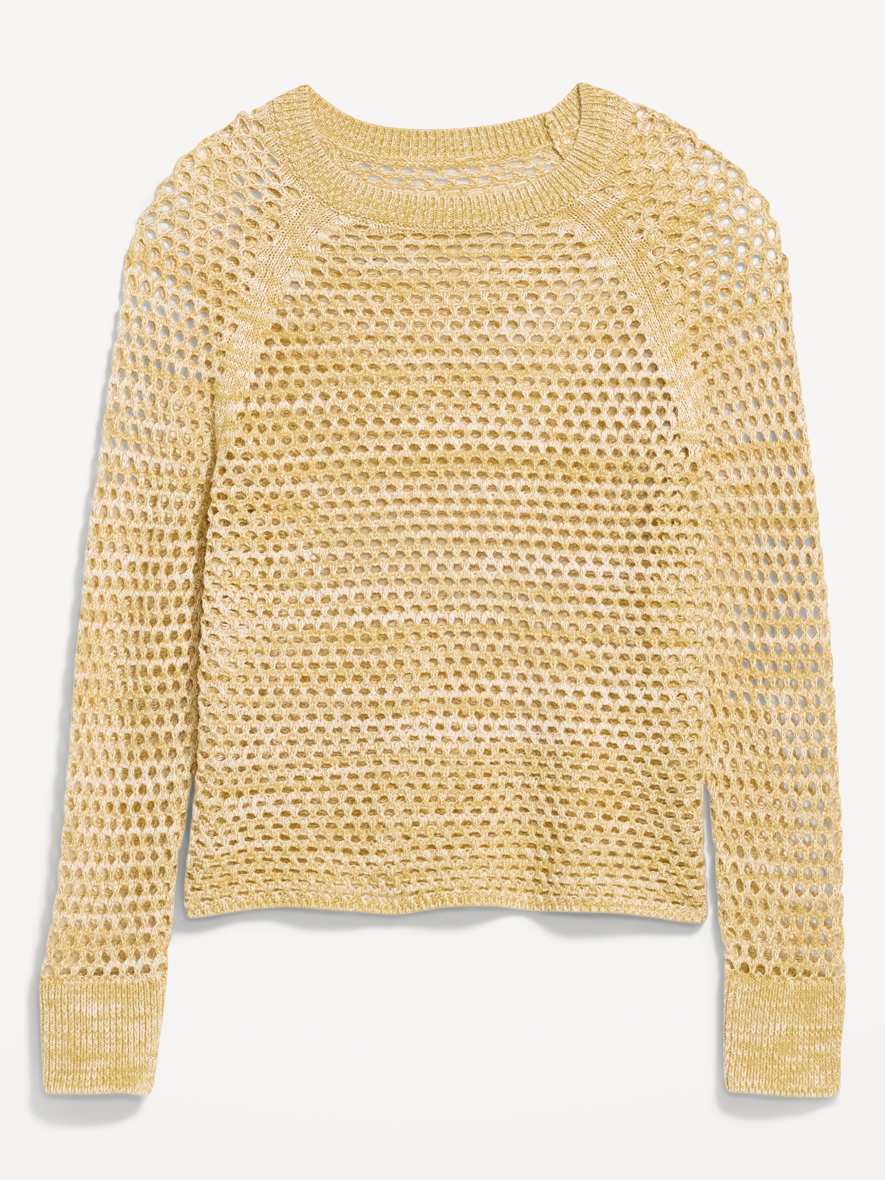 Seaside Cotton Open-Knit Raglan Sweater - Sandstorm - 4
