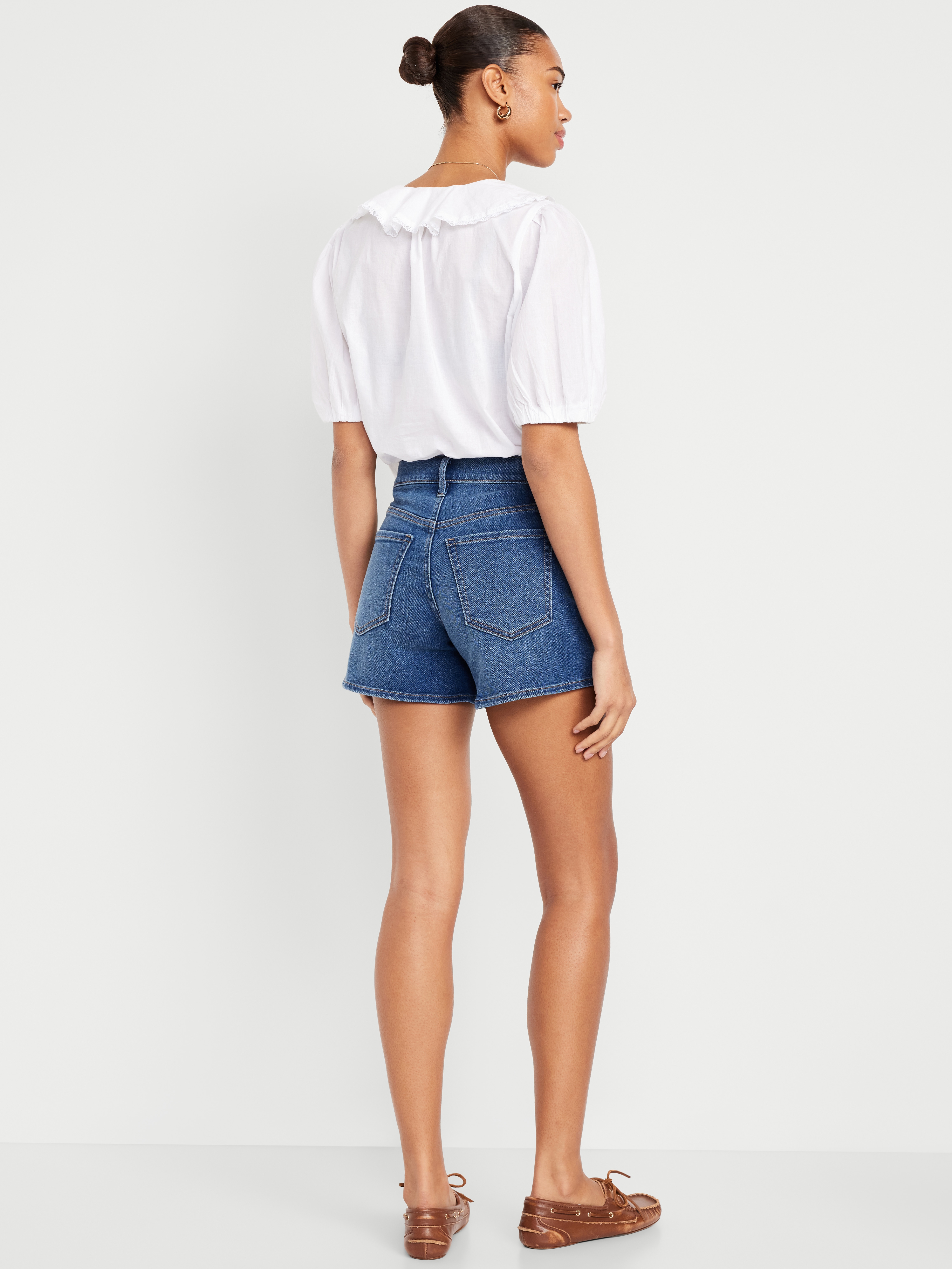 High-Waisted Wow Jean Shorts -- 4-inch inseam - New Moon - 3