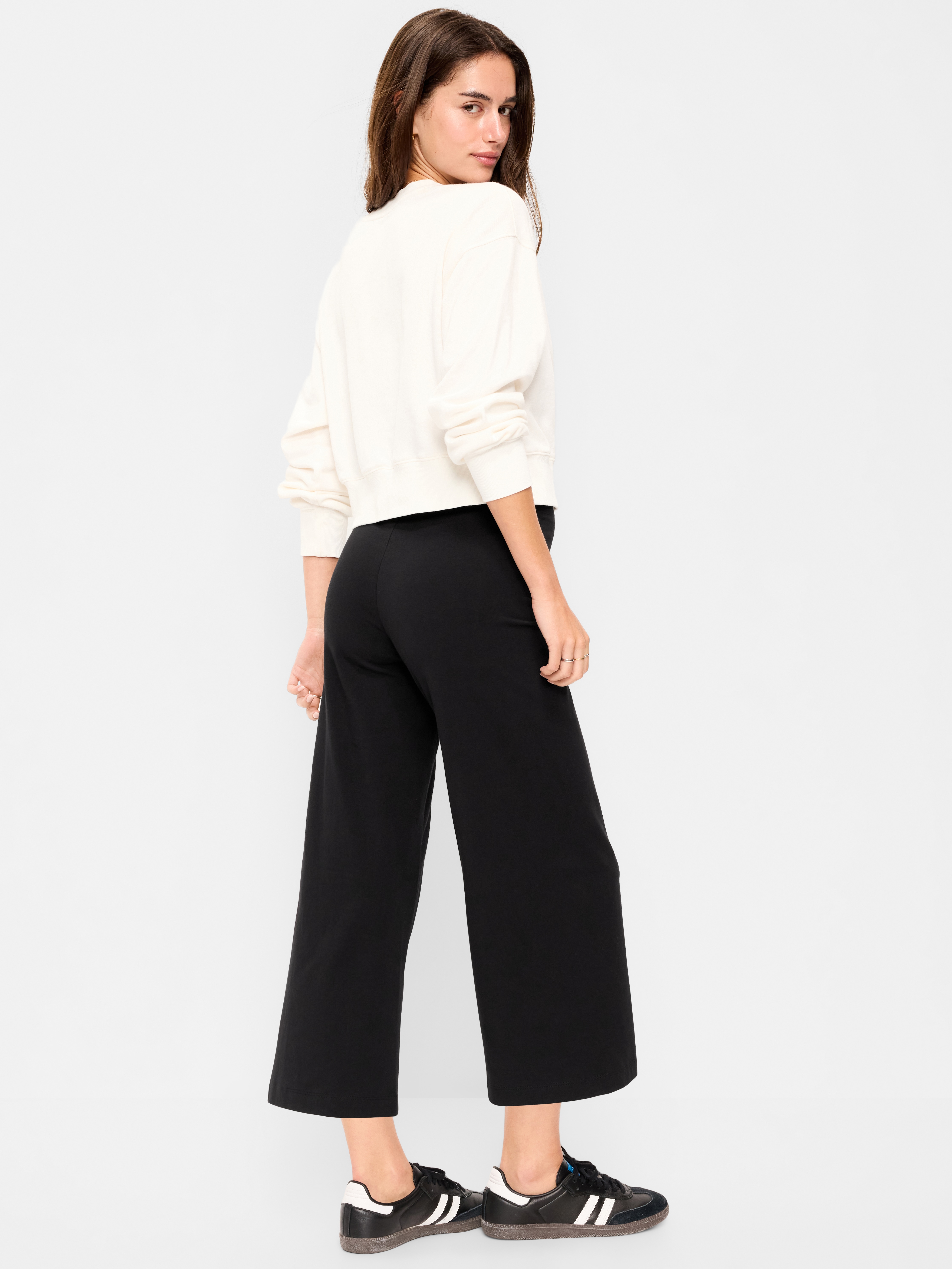 High-Waisted Fashion Wide-Leg Cropped Leggings - BlackJack - 2