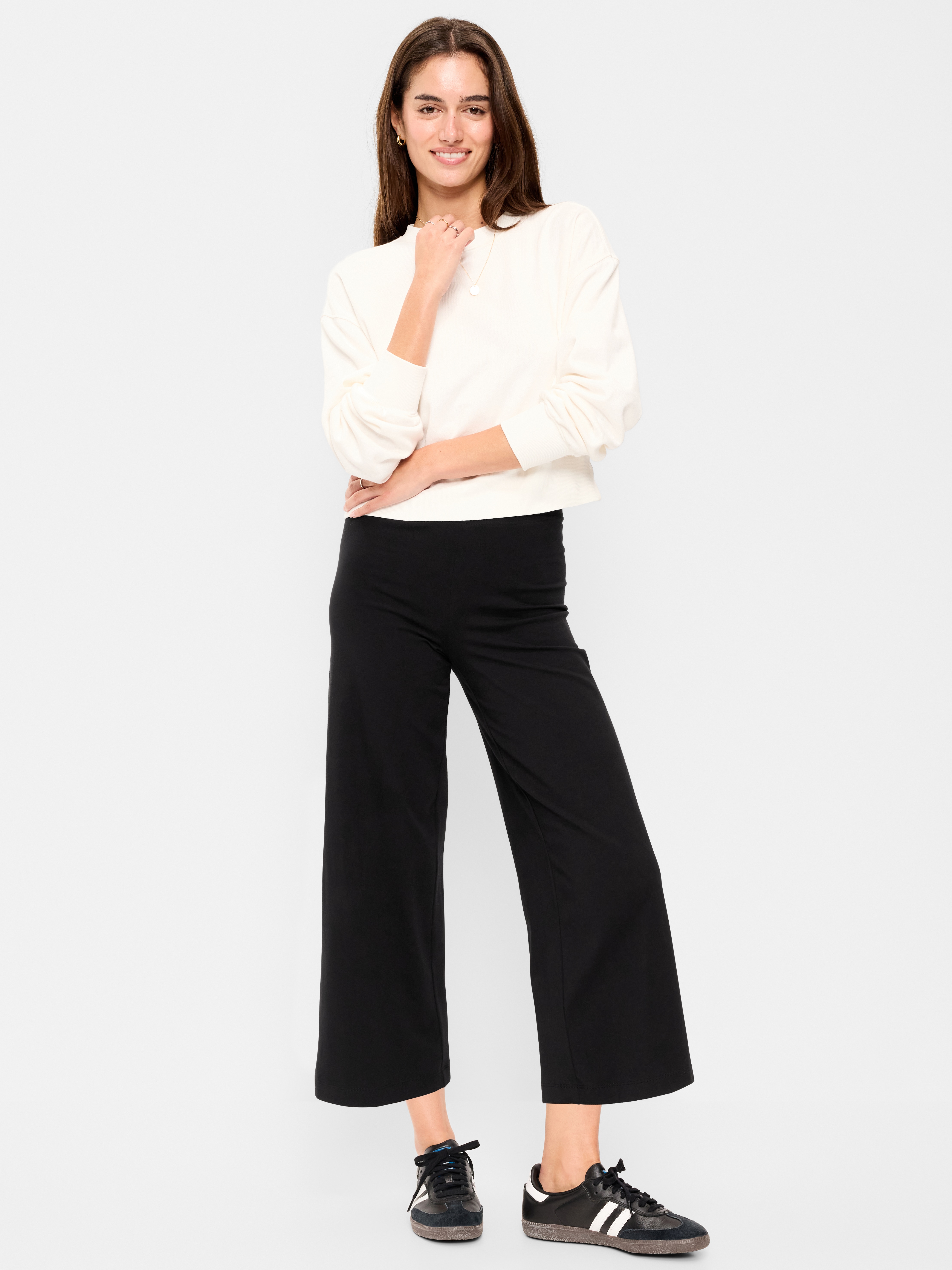 High-Waisted Fashion Wide-Leg Cropped Leggings - BlackJack - 1