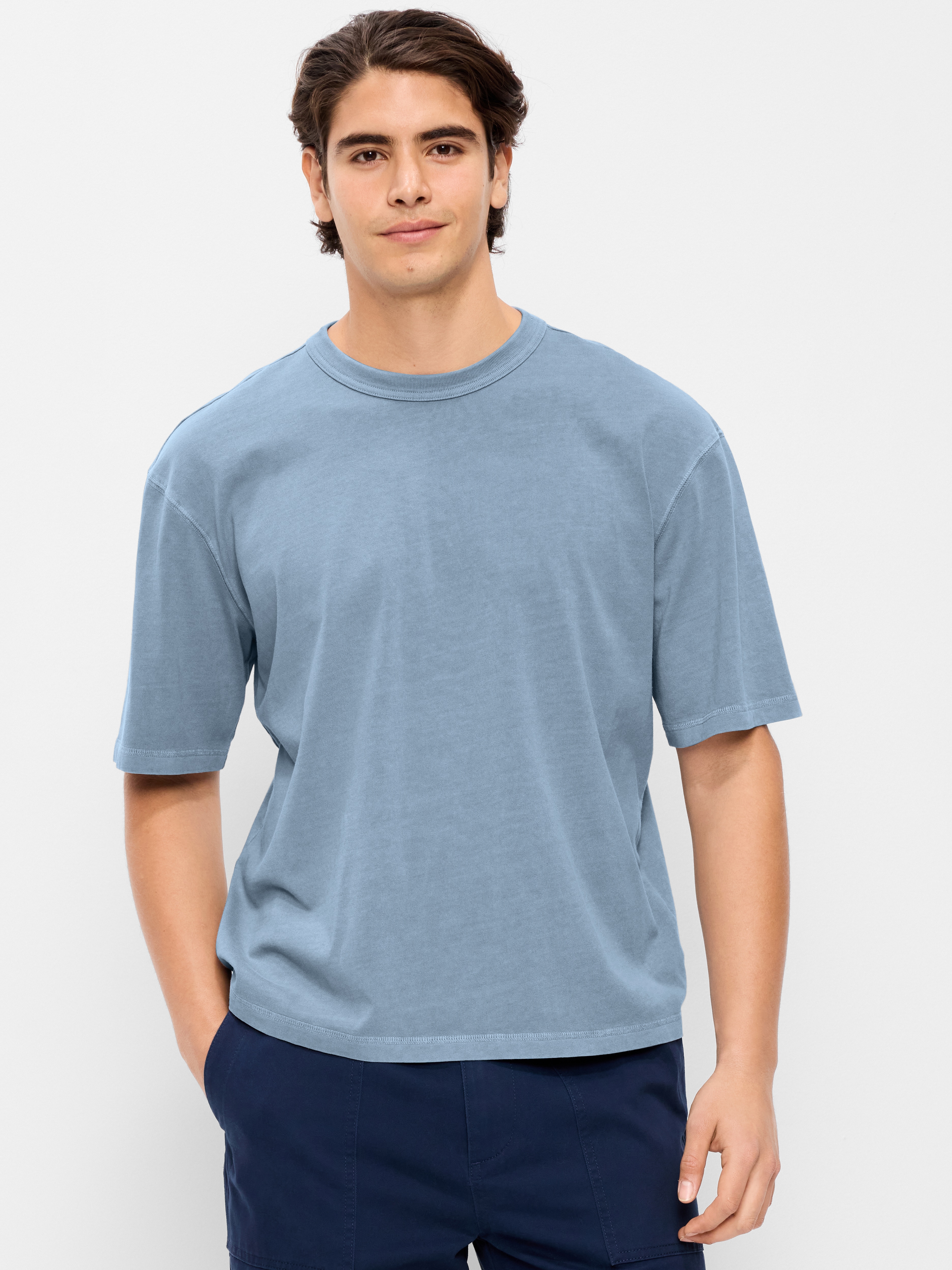 Garment-Dyed Heavyweight Cropped T-Shirt - Stonewash - 1