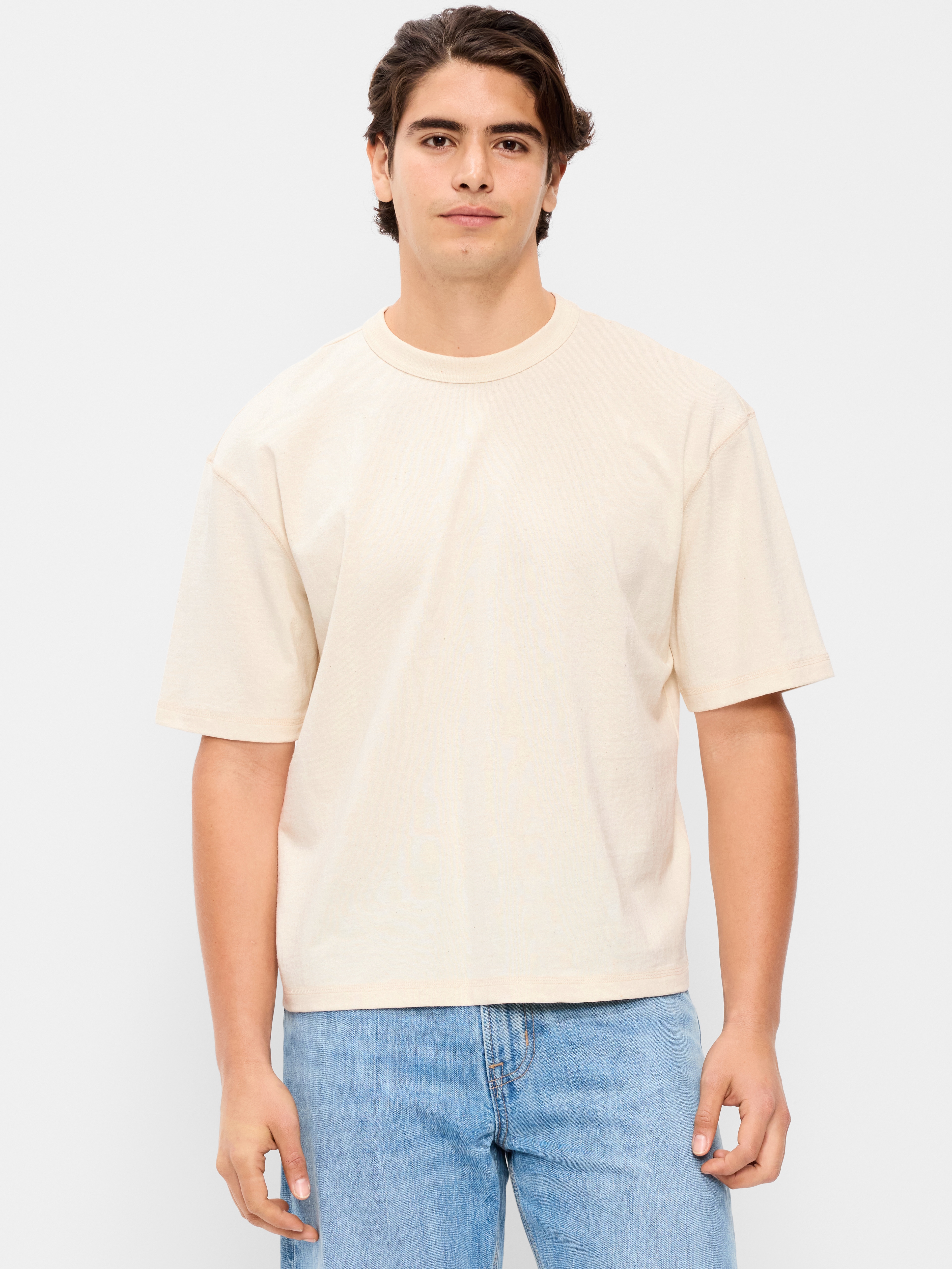 Garment-Dyed Heavyweight Cropped T-Shirt - Natural White - 1