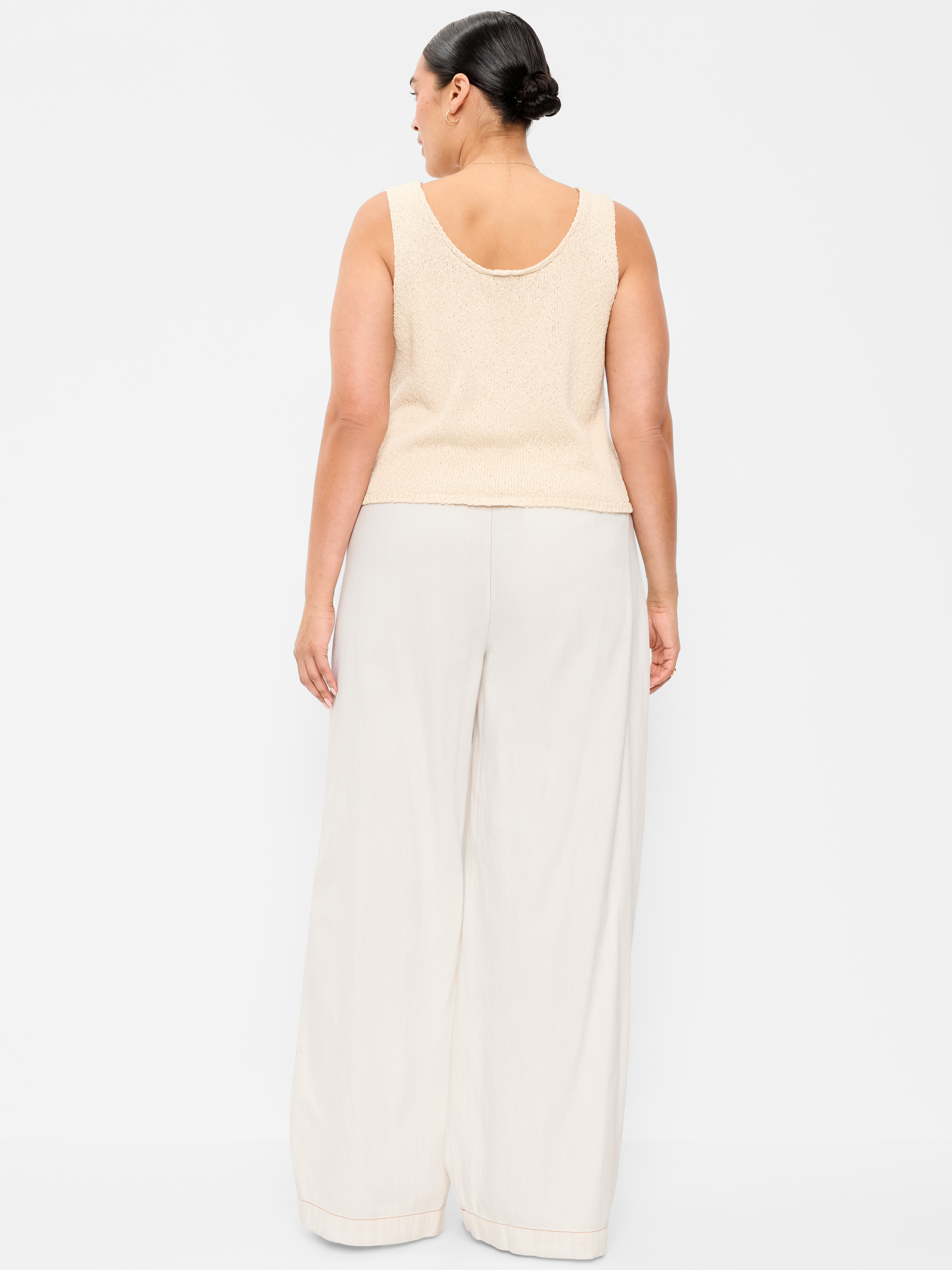 High-Waisted Taylor Trouser Wide-Leg Pants - Ecru - 8