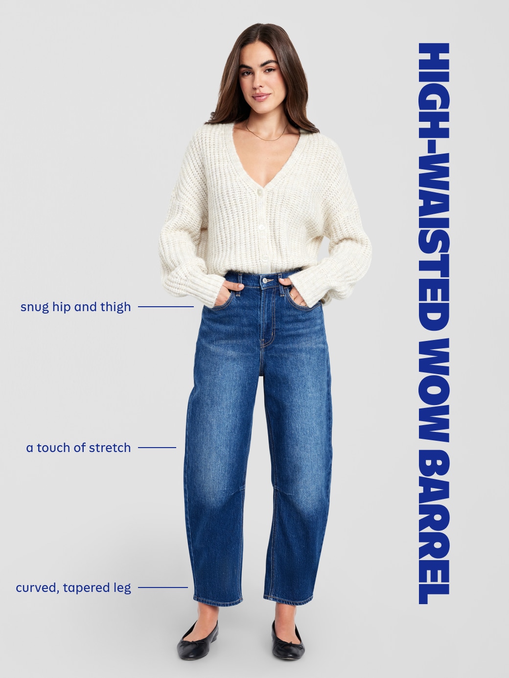 High-Waisted Wow Barrel-Leg Ankle Jeans - Dark Wash - 5