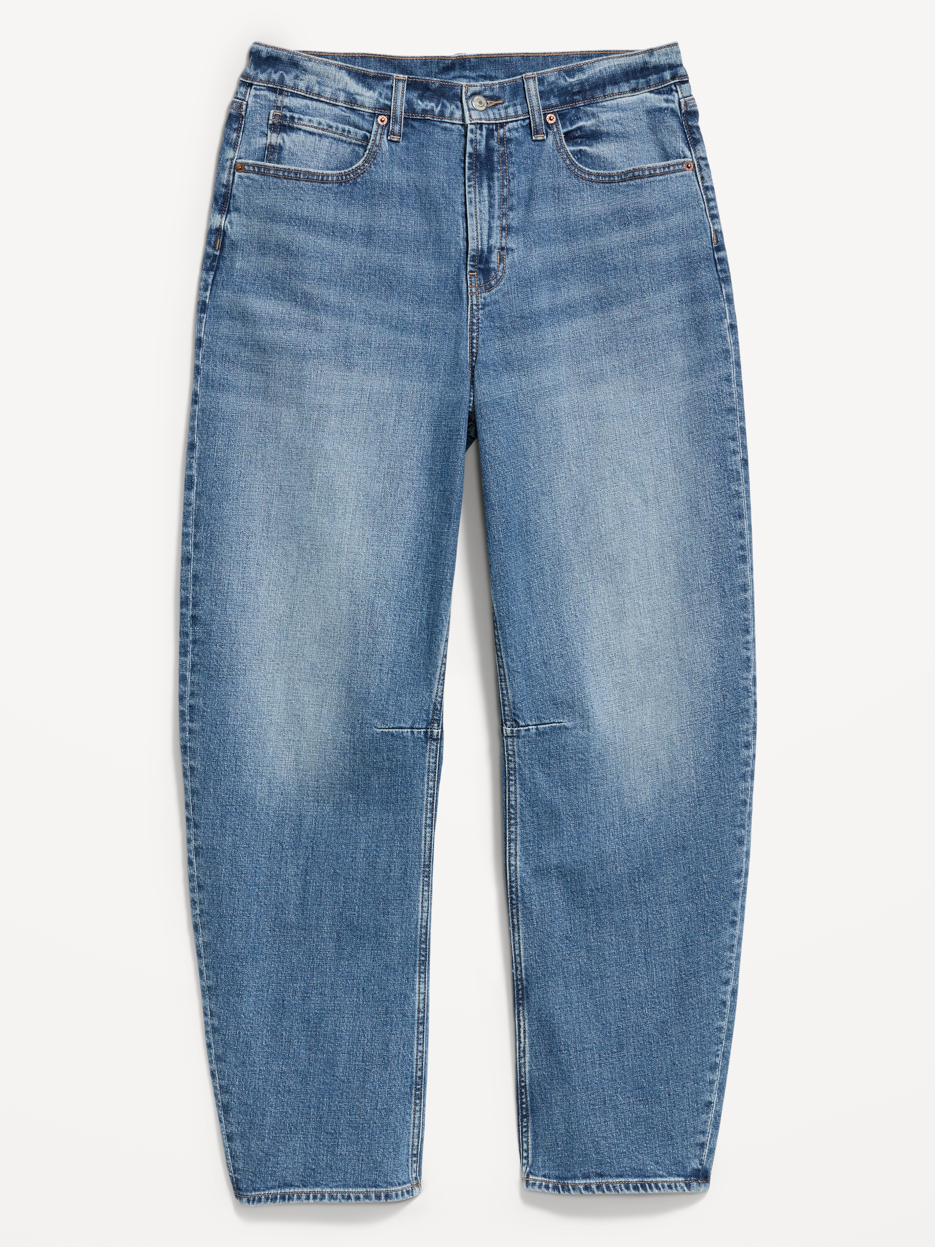 High-Waisted Baggy Barrel Jeans - Medium Wash - 7