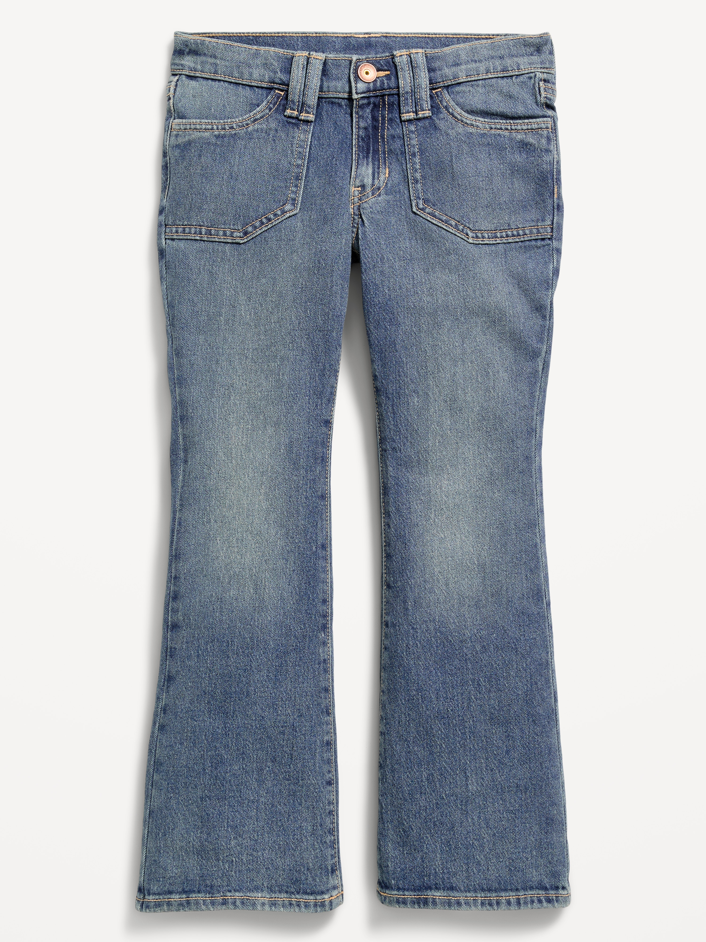 Low-Rise Flare-Leg Jeans for Girls - Medium Wash - 4