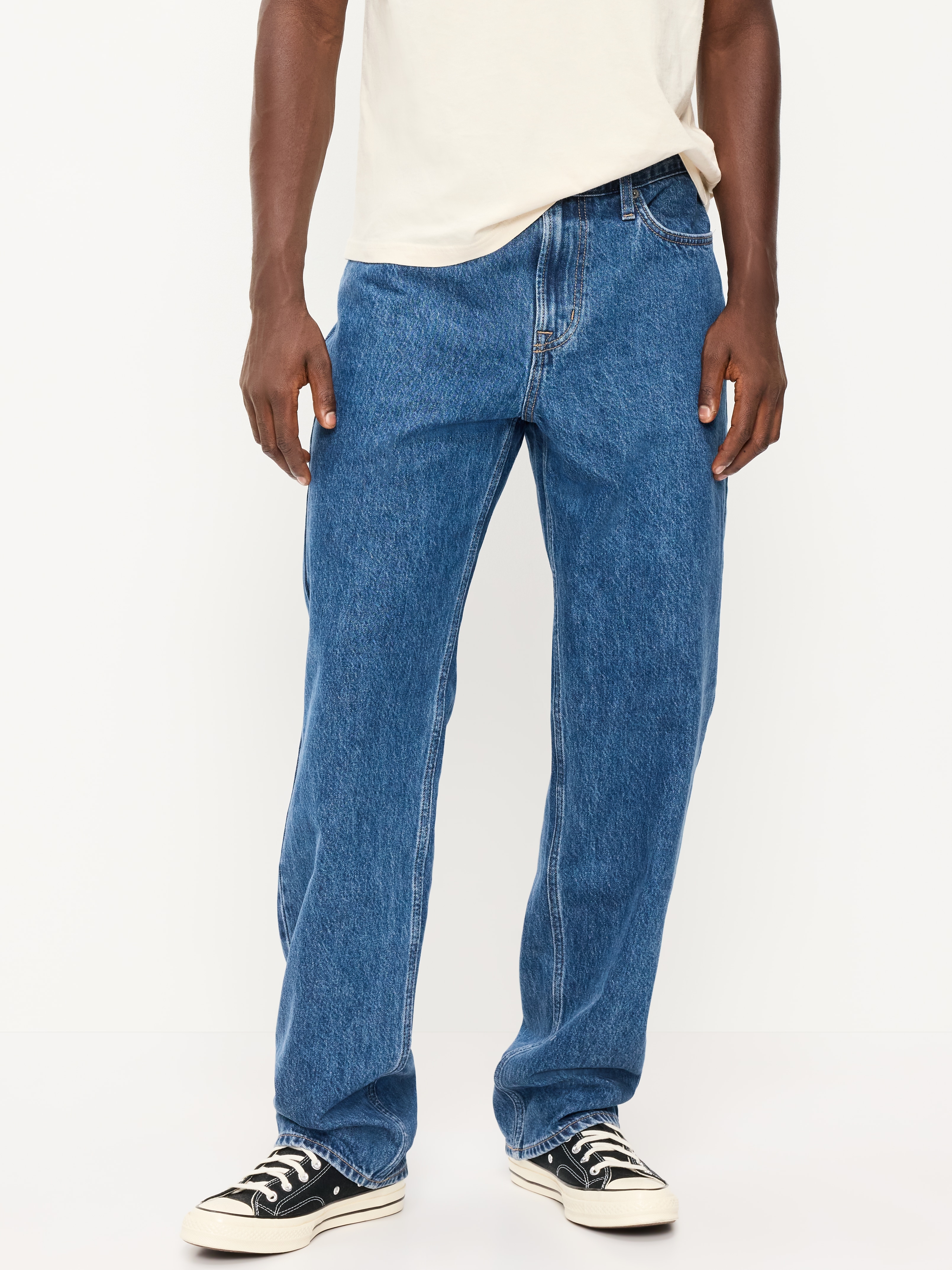 Structured Loose Non-Stretch Jeans - Dark Wash - 2