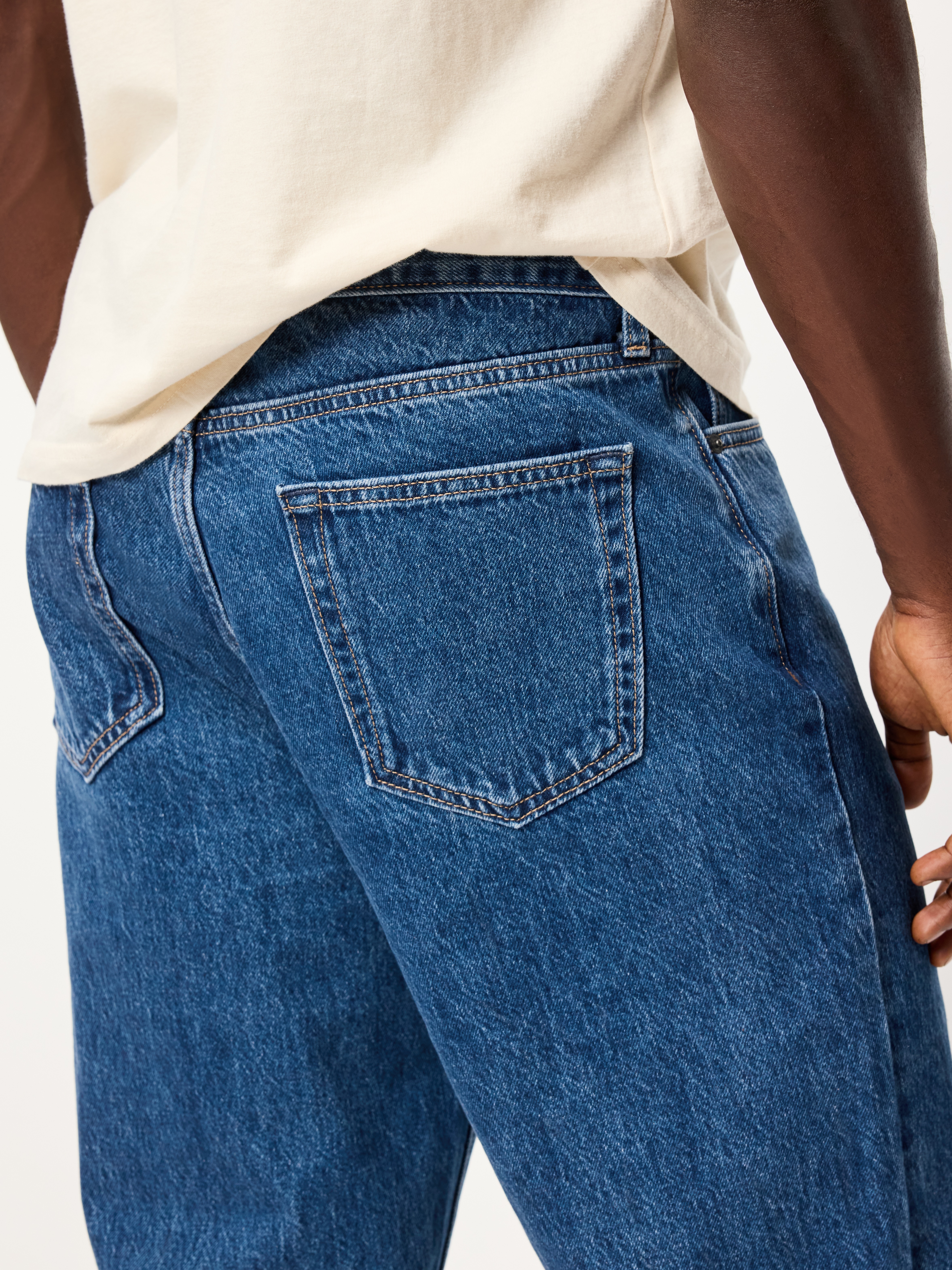 Structured Loose Non-Stretch Jeans - Dark Wash - 3