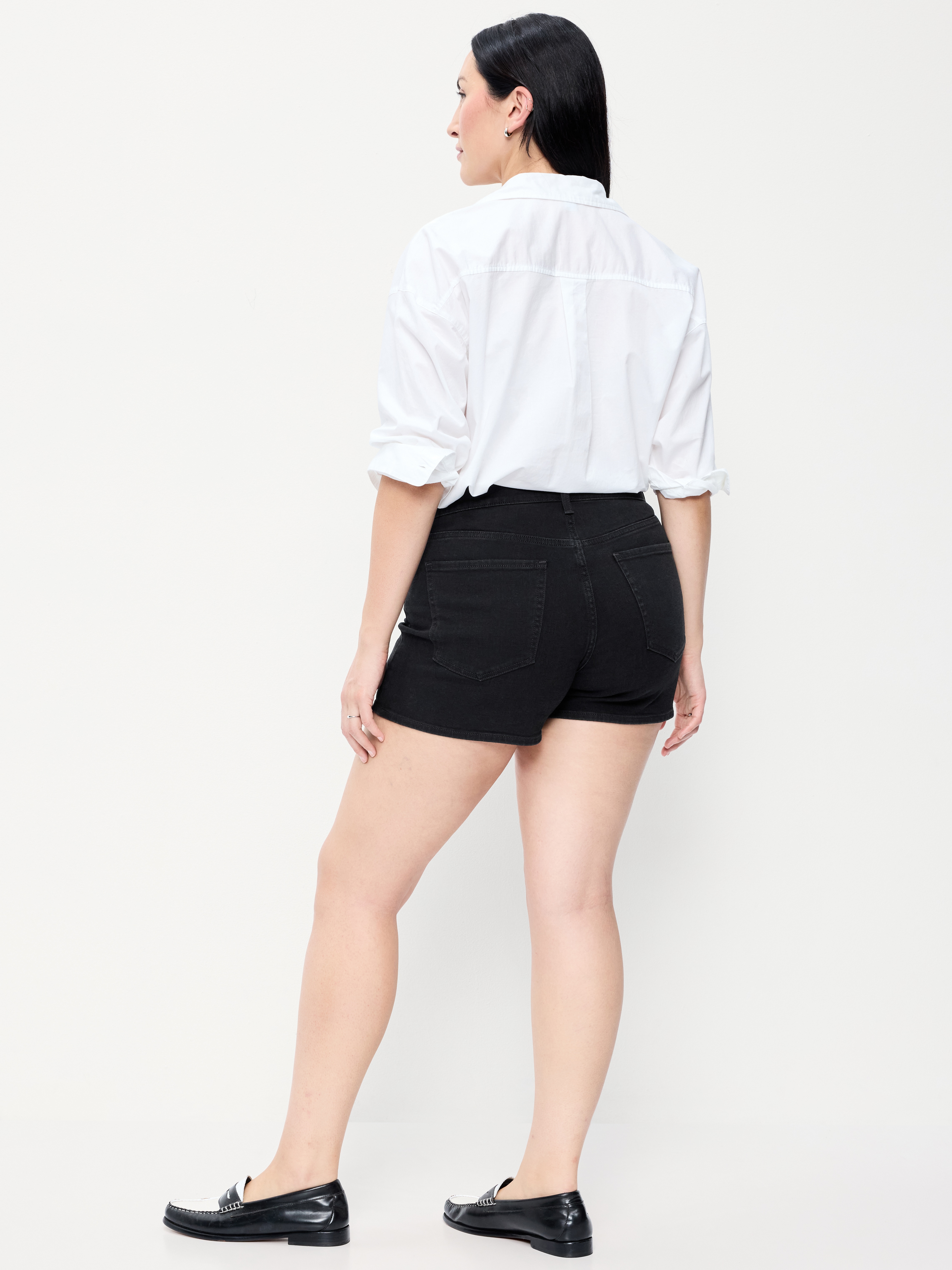High-Waisted Wow Jean Shorts -- 4-inch inseam - Black Jack - 6