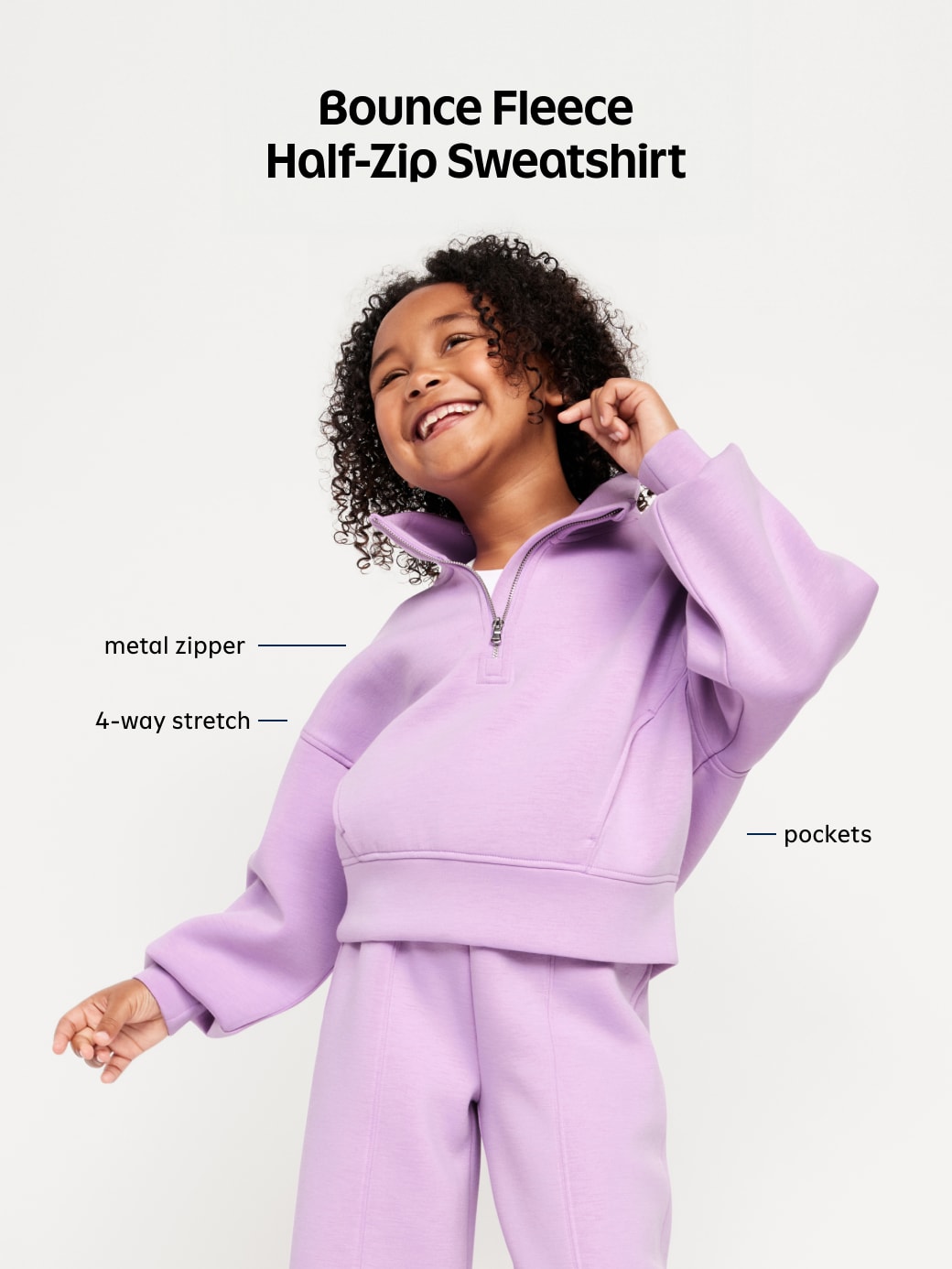 Bounce Fleece Half-Zip Pullover Sweatshirt for Girls - Charcoal - 5