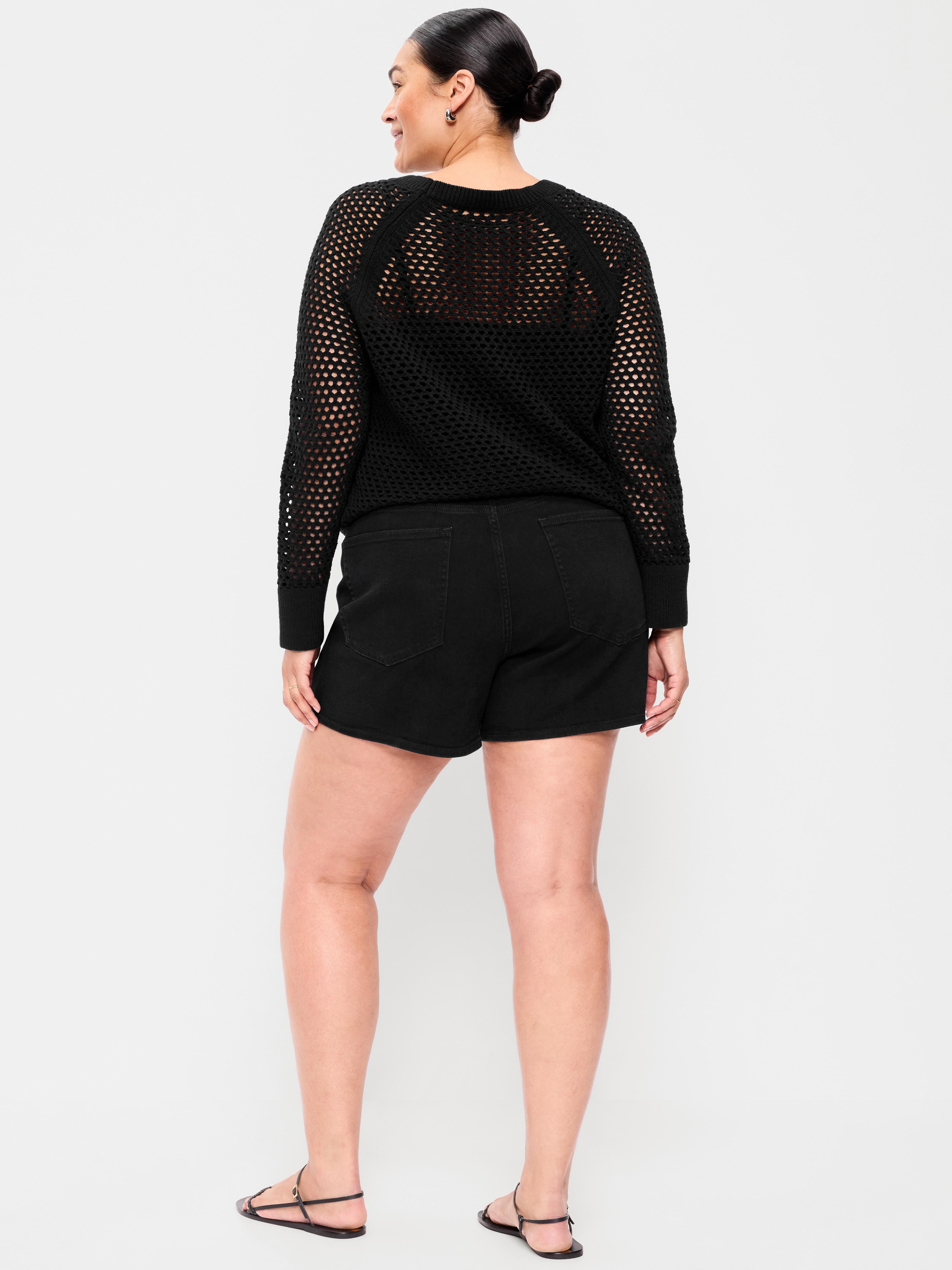 High-Waisted Wow Jean Shorts -- 4-inch inseam - Black Jack - 8