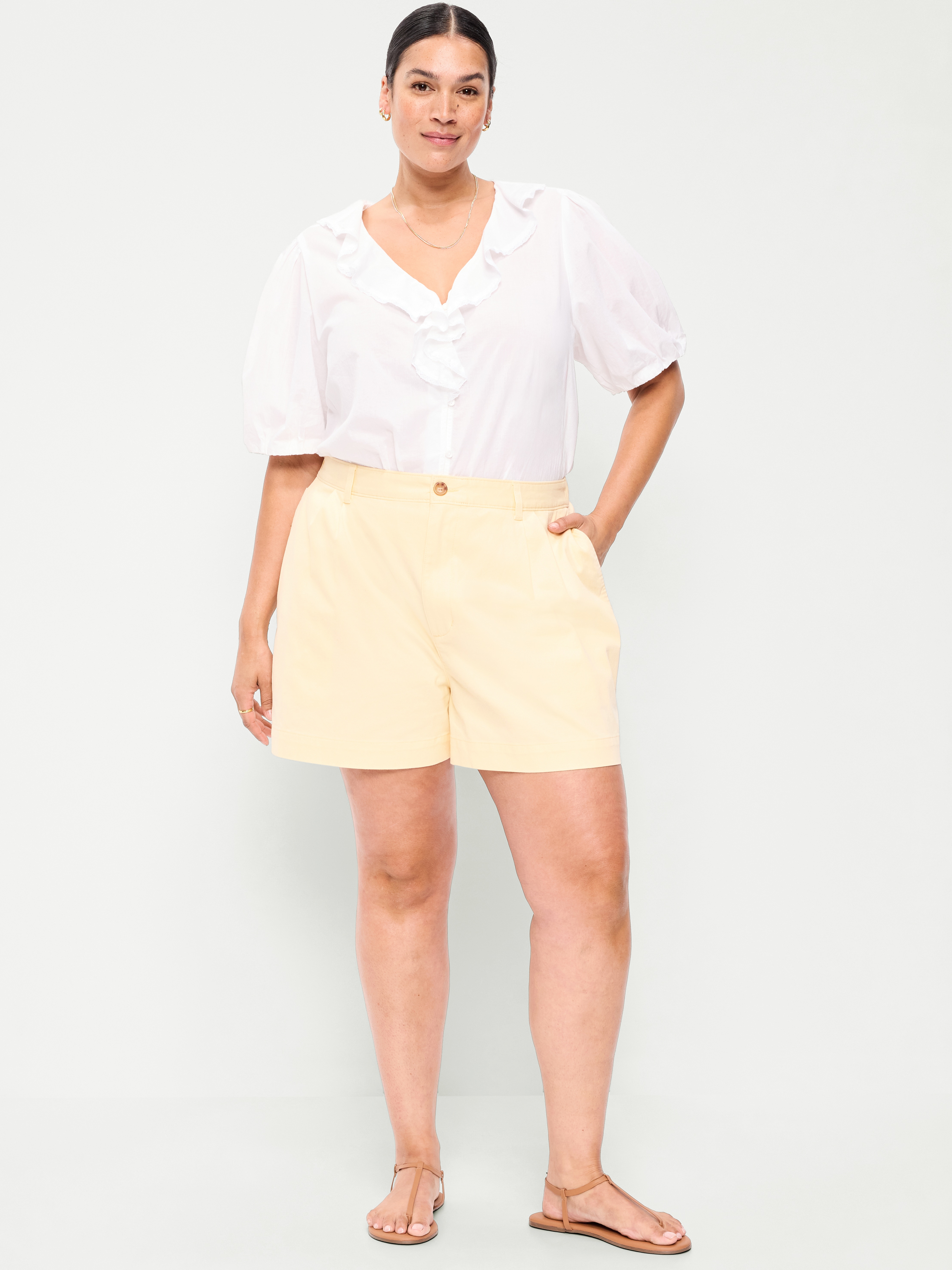 High-Waisted OGC Chino Shorts -- 6-inch inseam - Cool Almond - 6