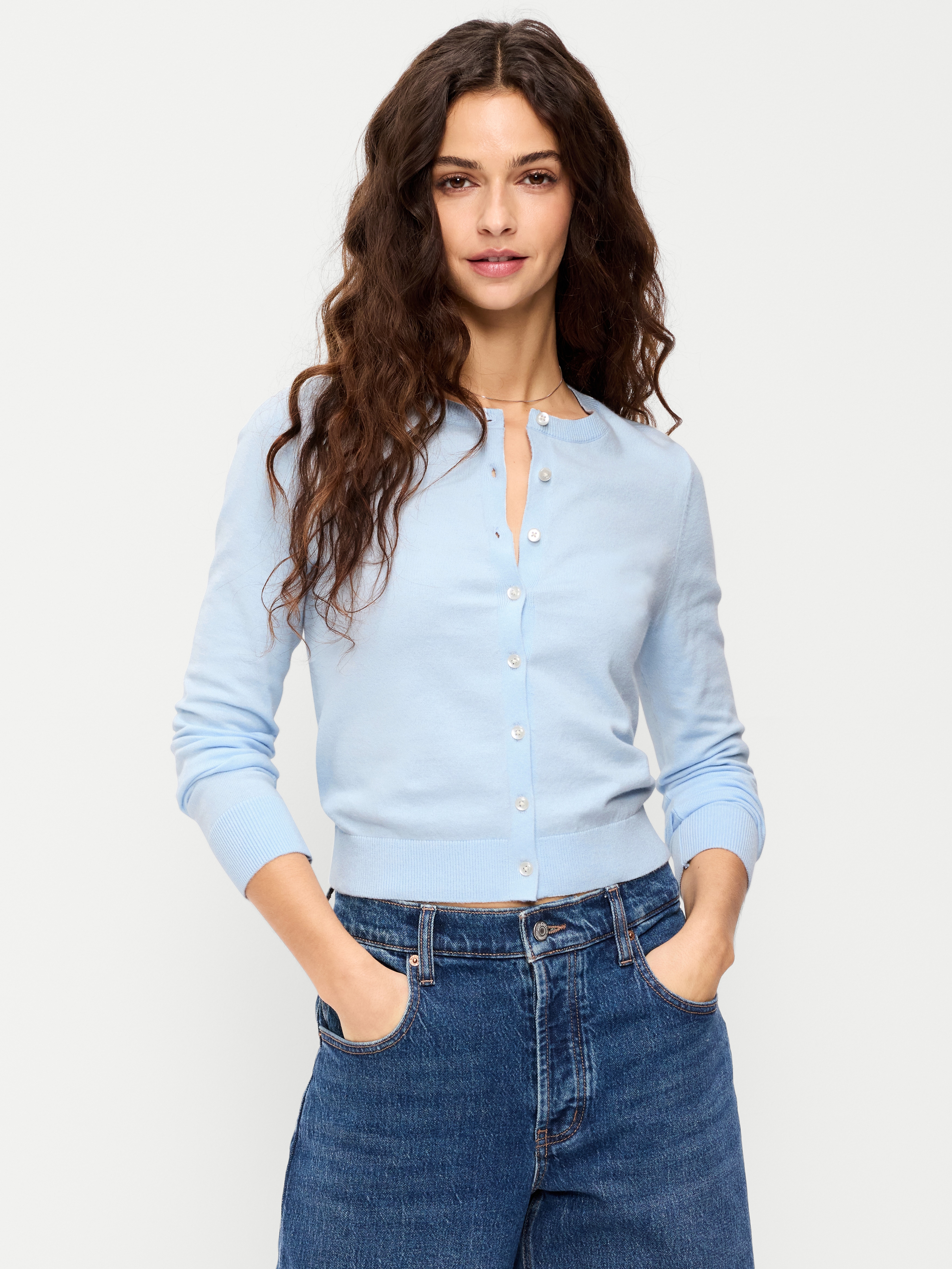 SoSoft Lite Cropped Pointelle Cardigan - Sky Maintenance - 1