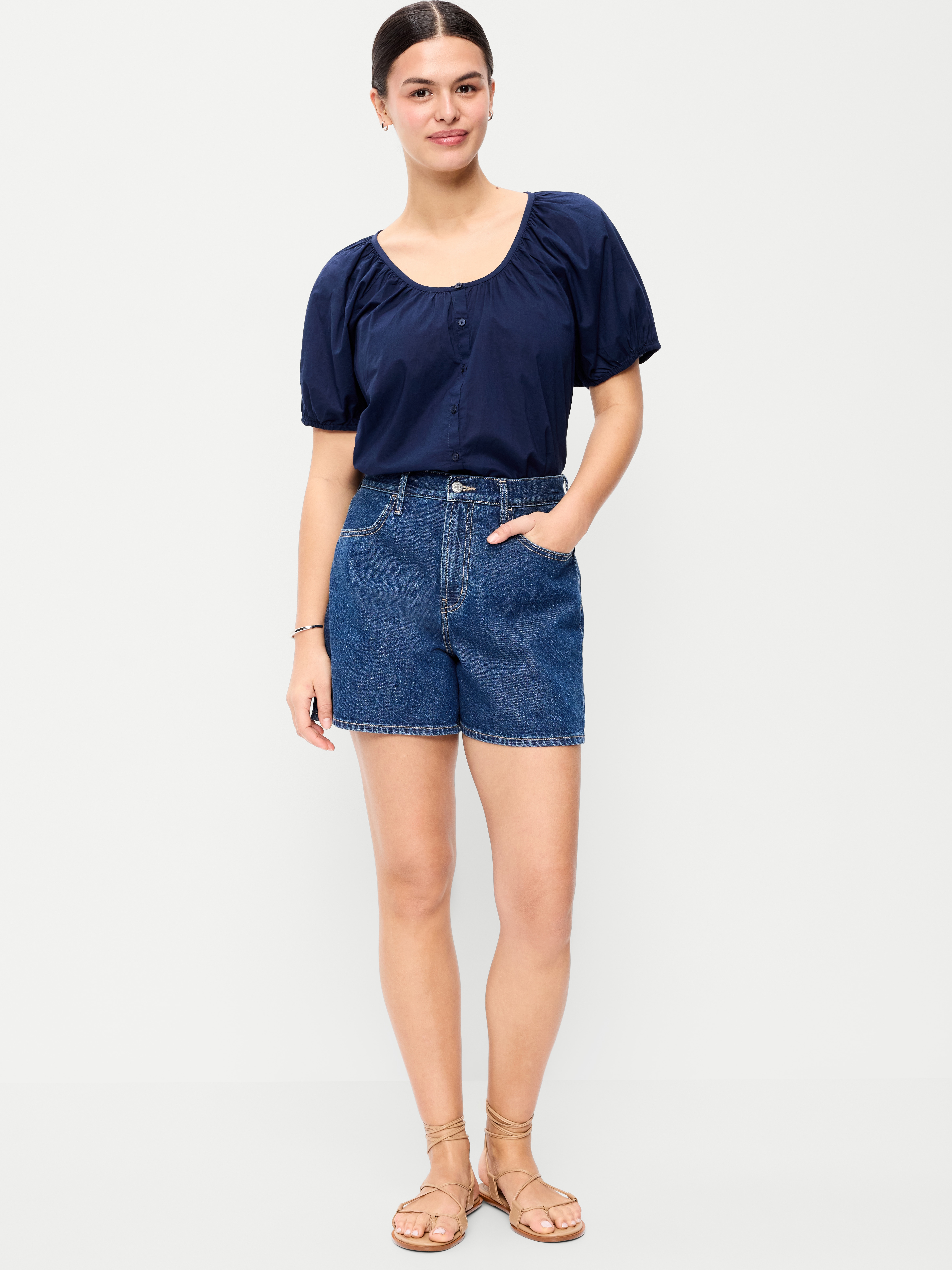 High-Waisted Wow Baggy Jean Shorts -- 5-inch inseam - Iggy - 4