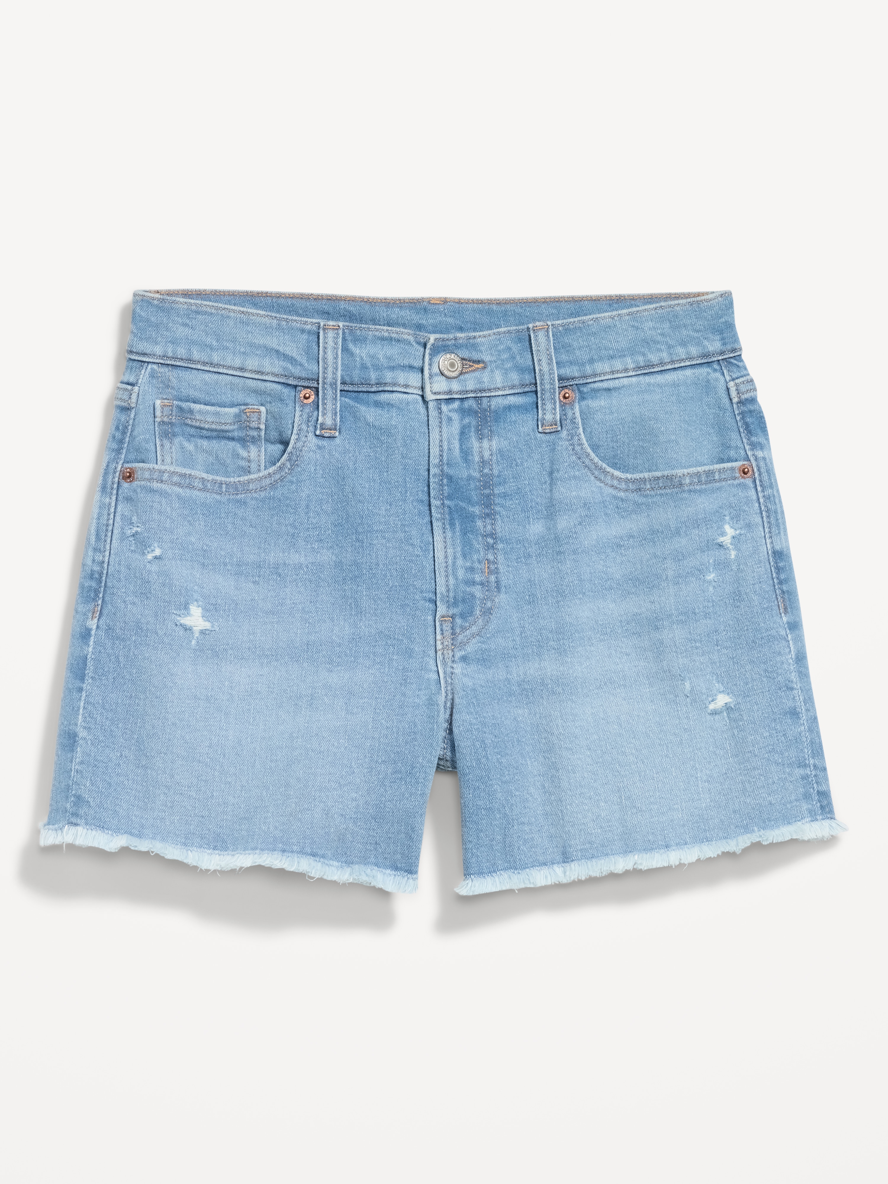 High-Waisted OG Jean Shorts -- 4-inch inseam - Indigo Shreds - 4