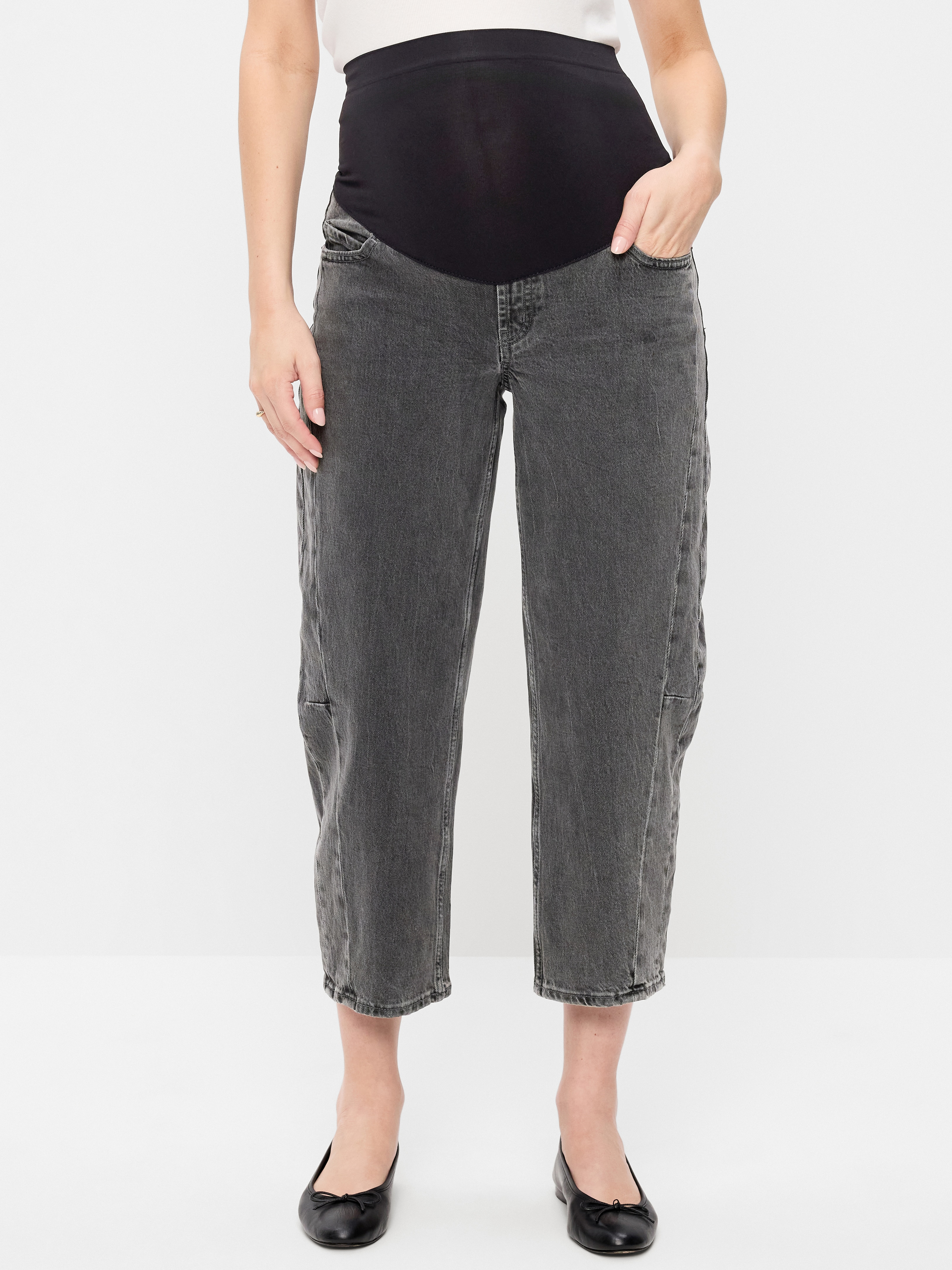 Maternity Full Panel Barrel Ankle Jeans - Nyx - 2
