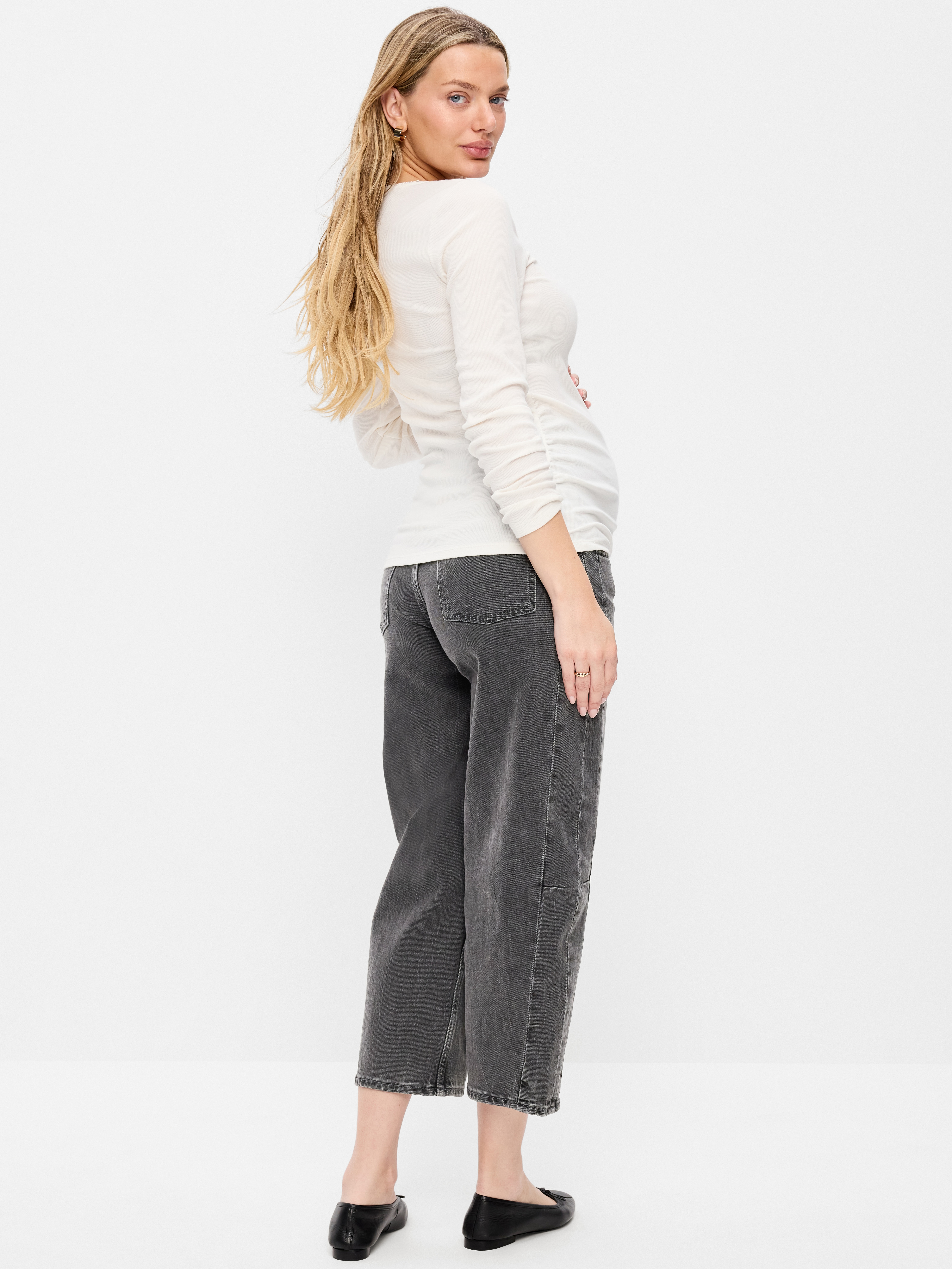 Maternity Full Panel Barrel Ankle Jeans - Nyx - 3