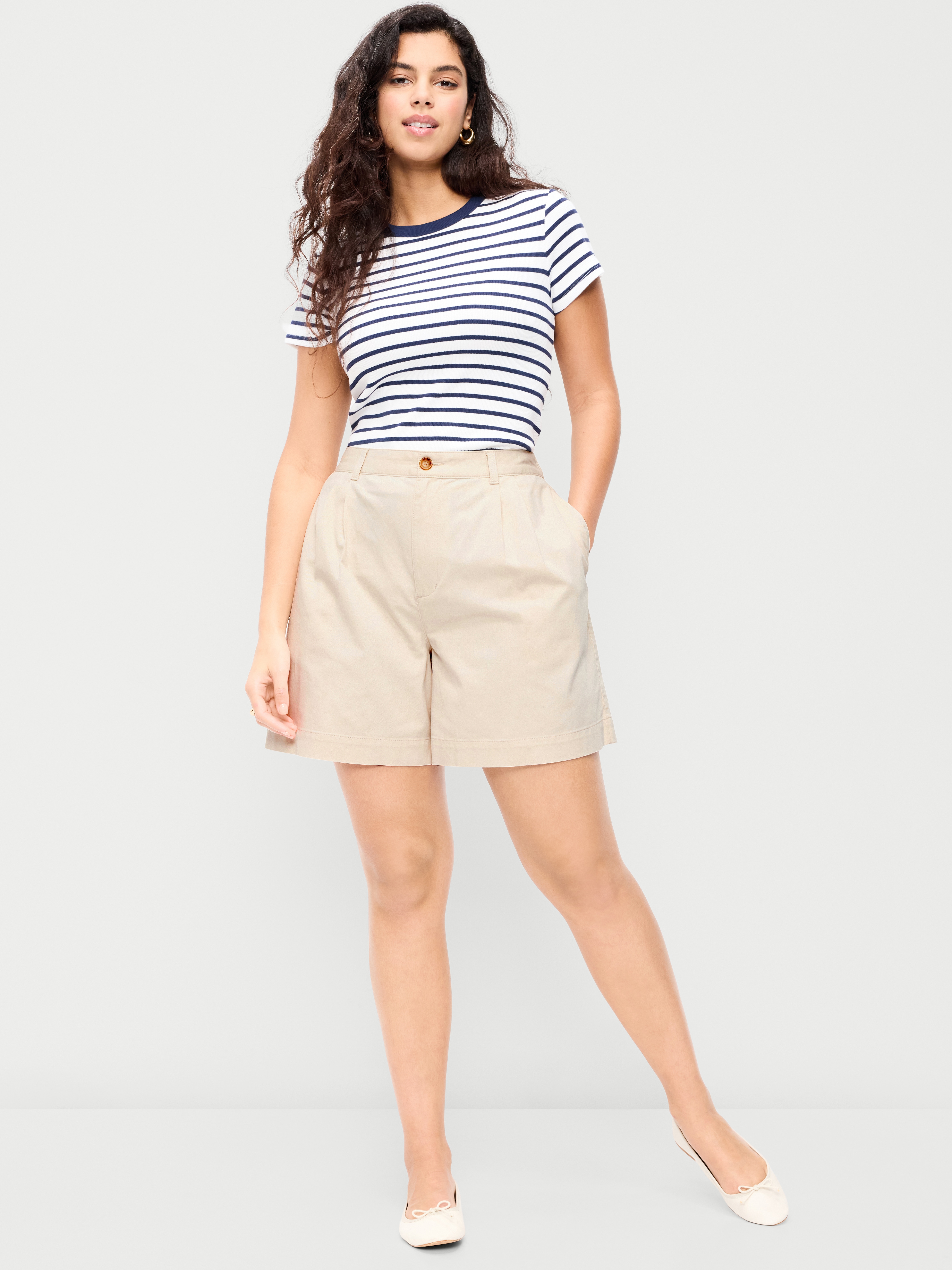 High-Waisted OGC Chino Shorts -- 6-inch inseam - Wish Bone - 5