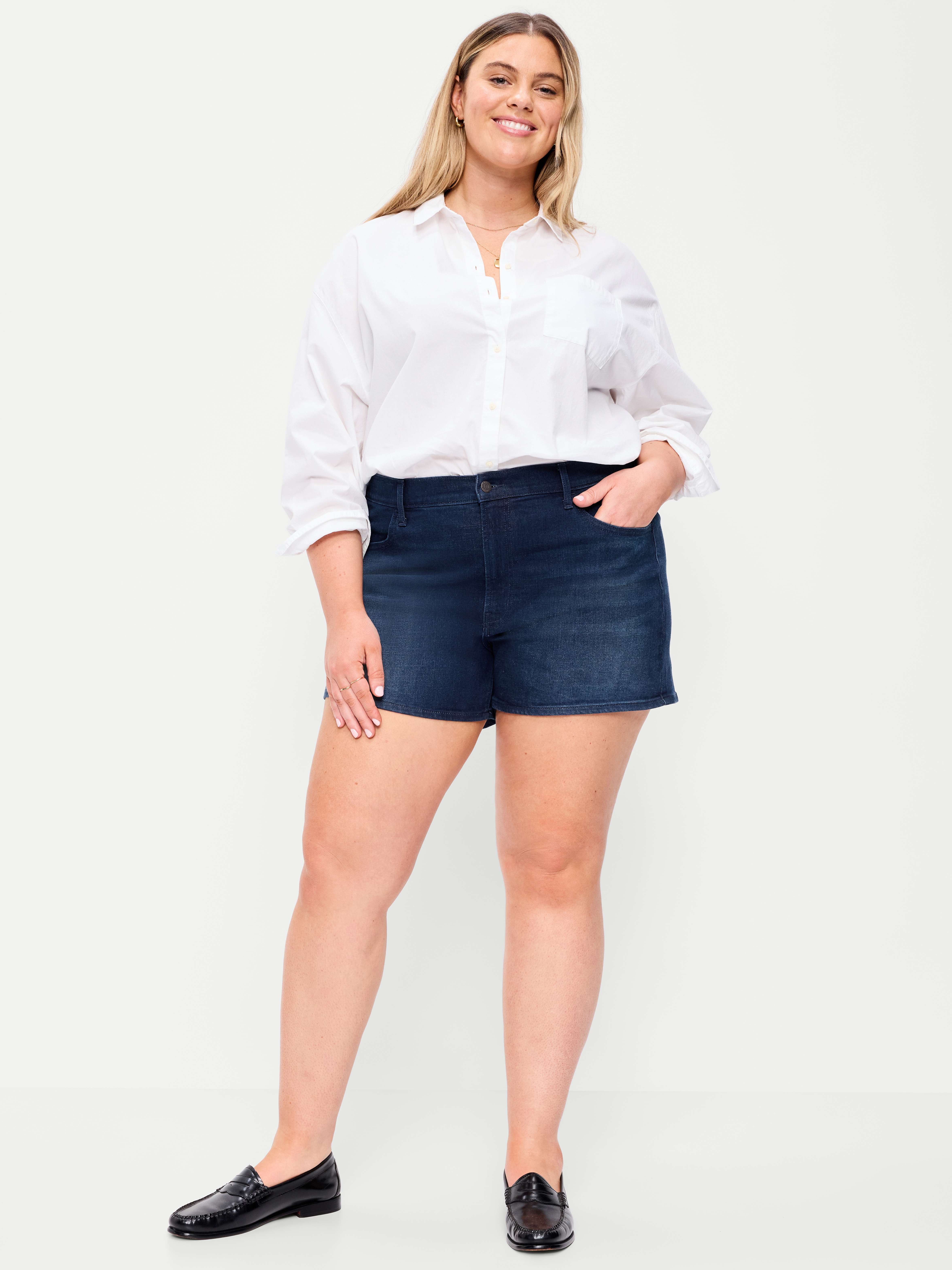 High-Waisted Wow Jean Shorts -- 4-inch inseam - River - 7
