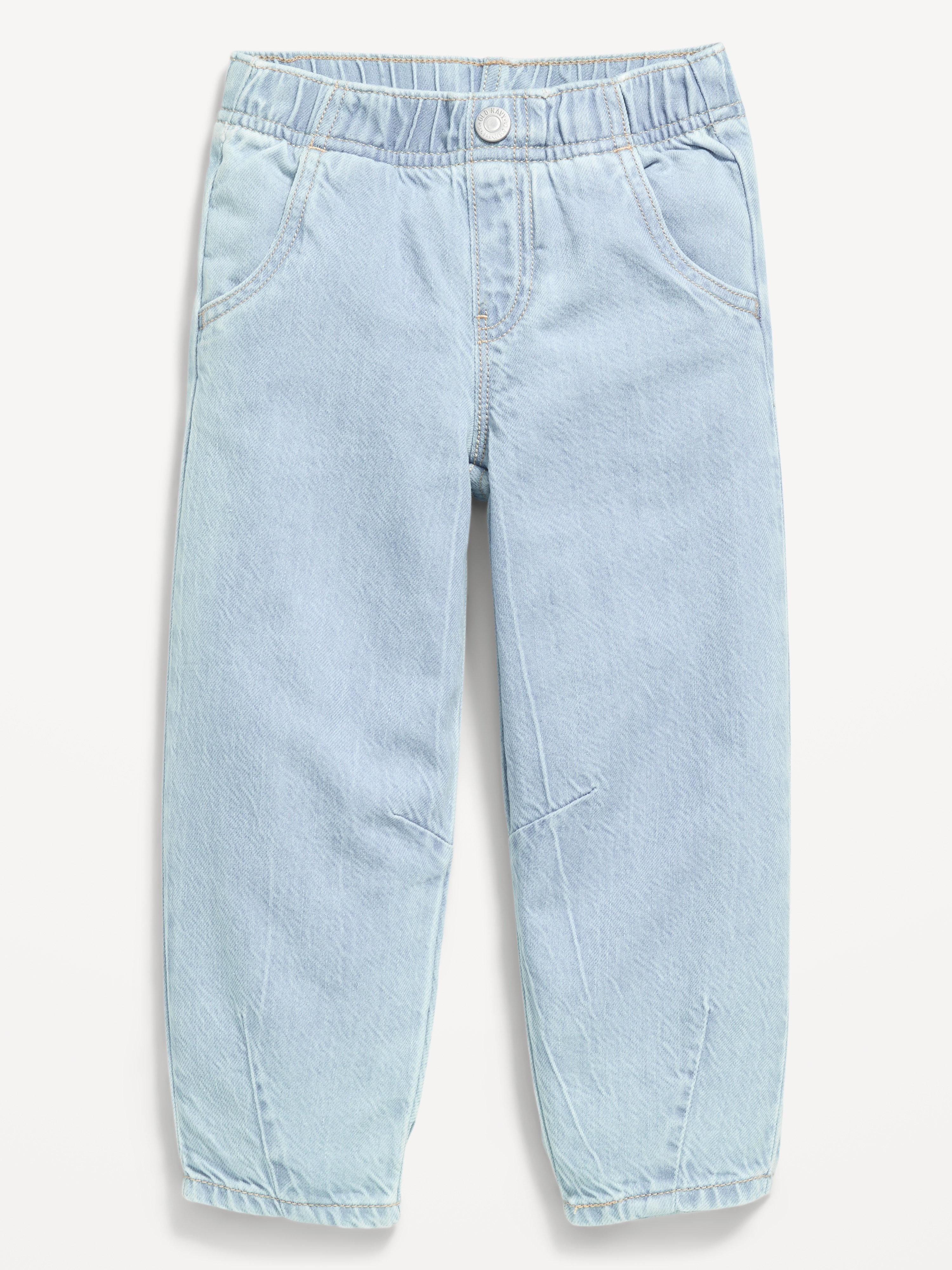 Pull-On Baggy Barrel-Leg Jeans for Toddler Girls - Light Wash - 1