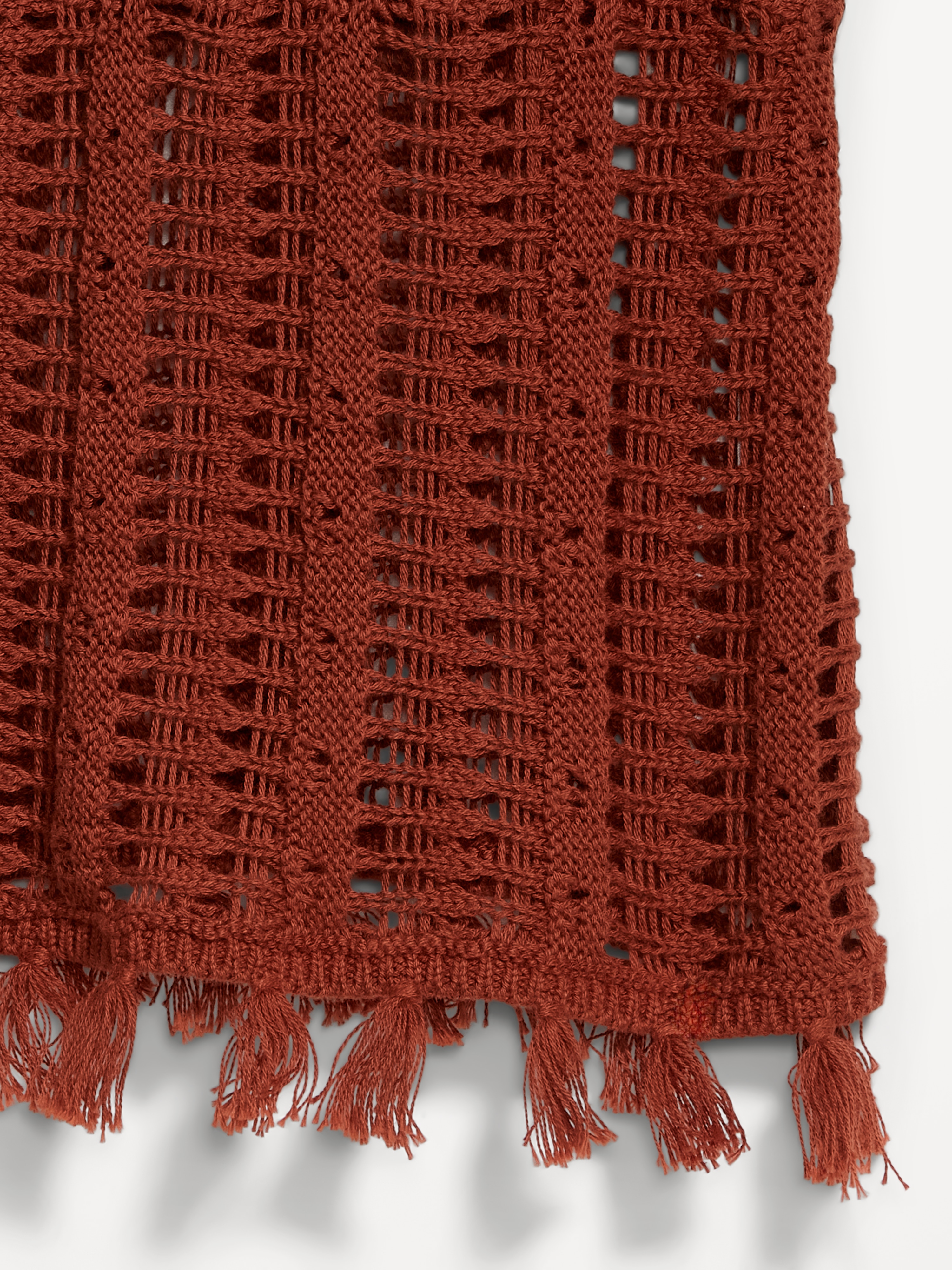 Open-Weave Seaside Cotton Fringe Tank Top - Russet Moon - 5