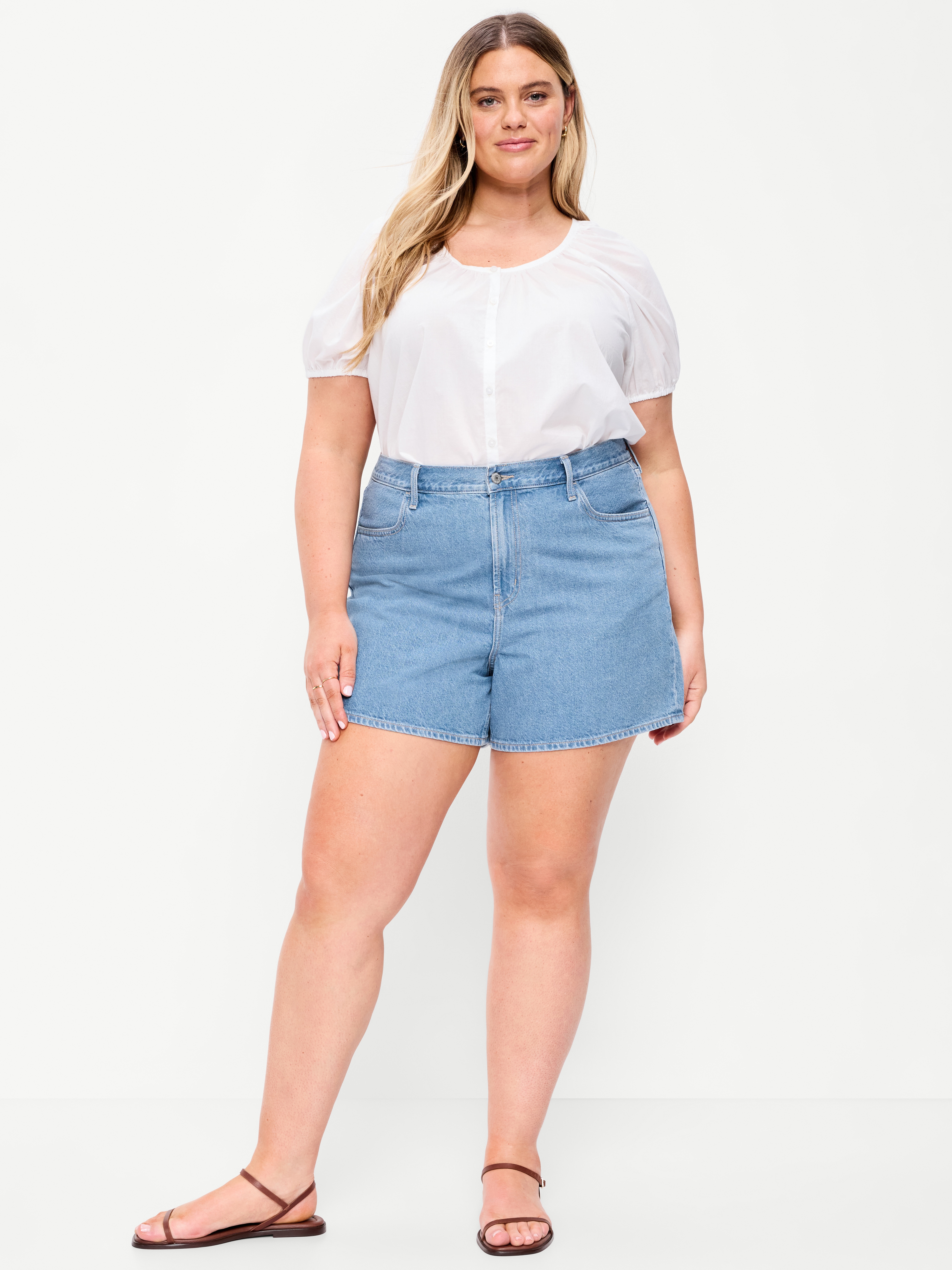 High-Waisted Wow Baggy Jean Shorts -- 5-inch inseam - Jimi - 7