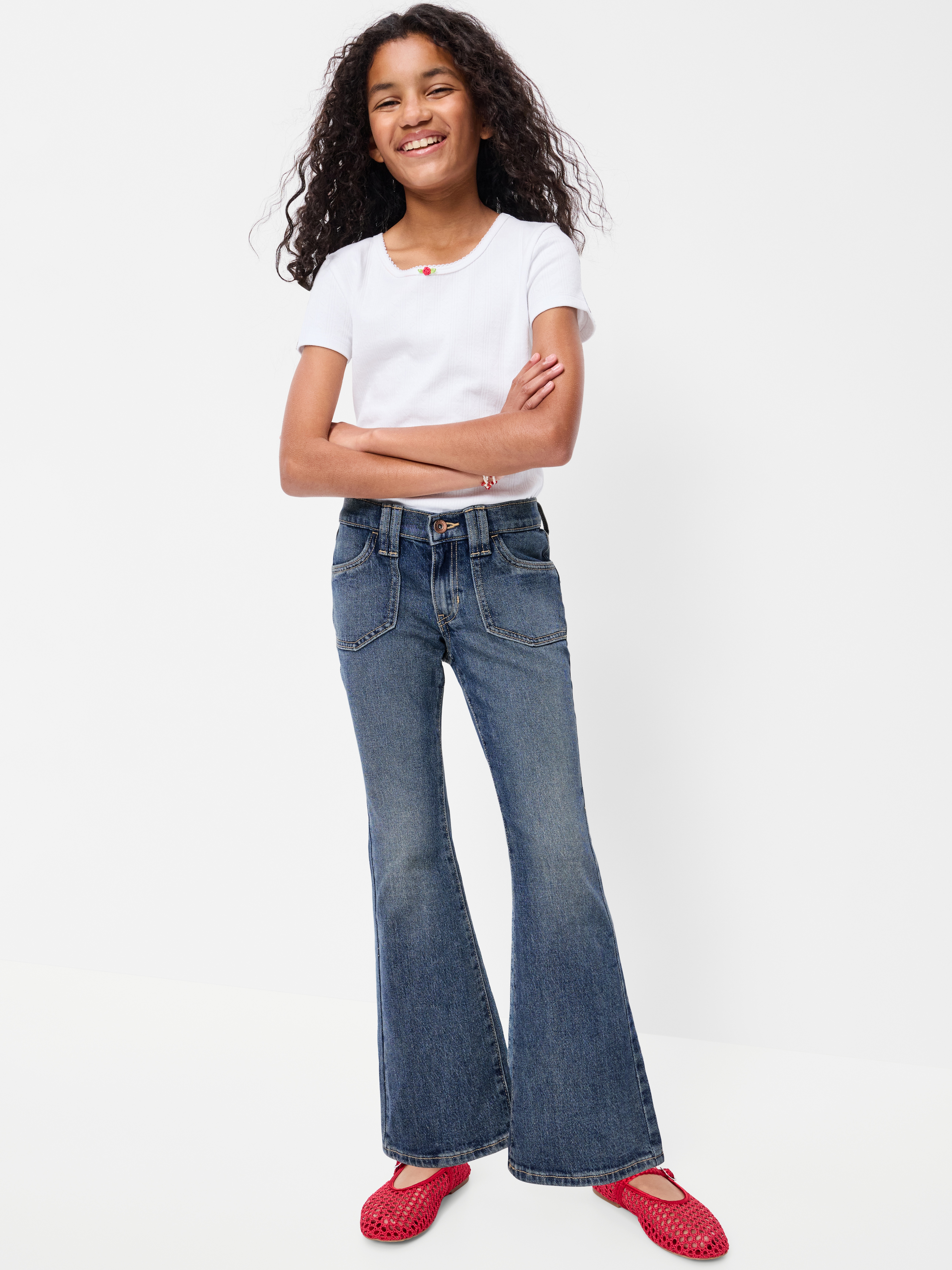Low-Rise Flare-Leg Jeans for Girls - Medium Wash - 3