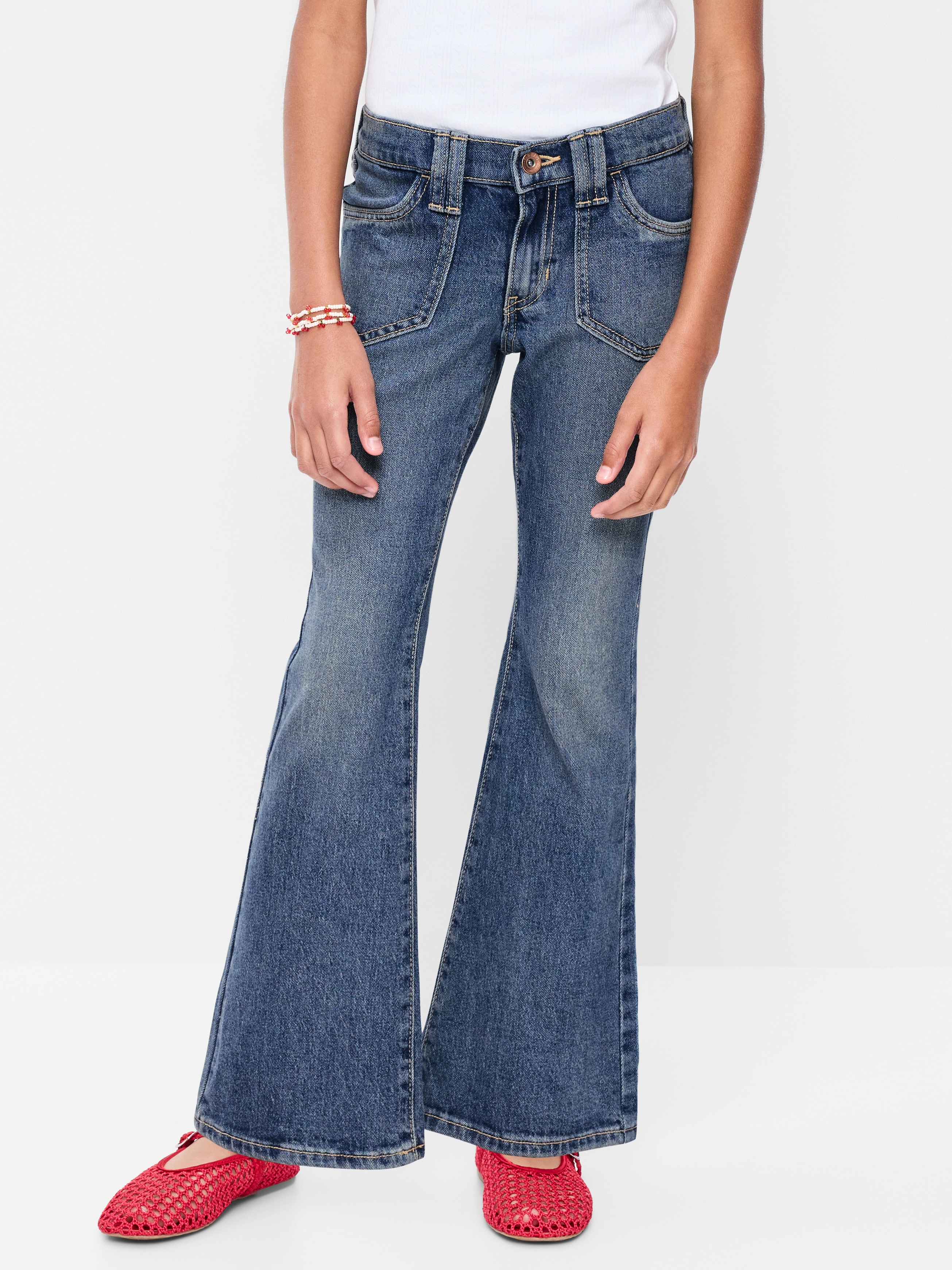Low-Rise Flare-Leg Jeans for Girls - Medium Wash - 1