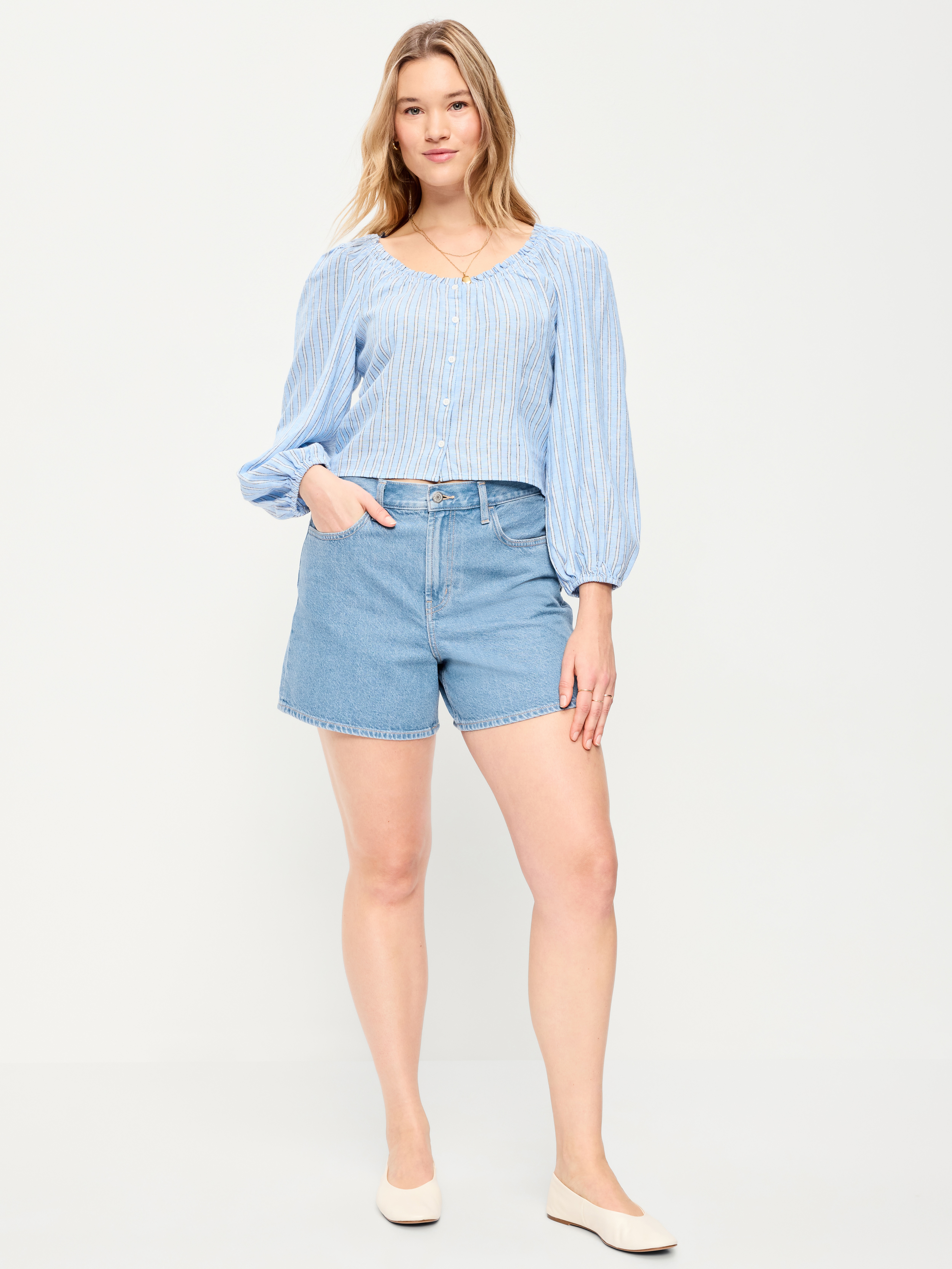 High-Waisted Wow Baggy Jean Shorts -- 5-inch inseam - Jimi - 5