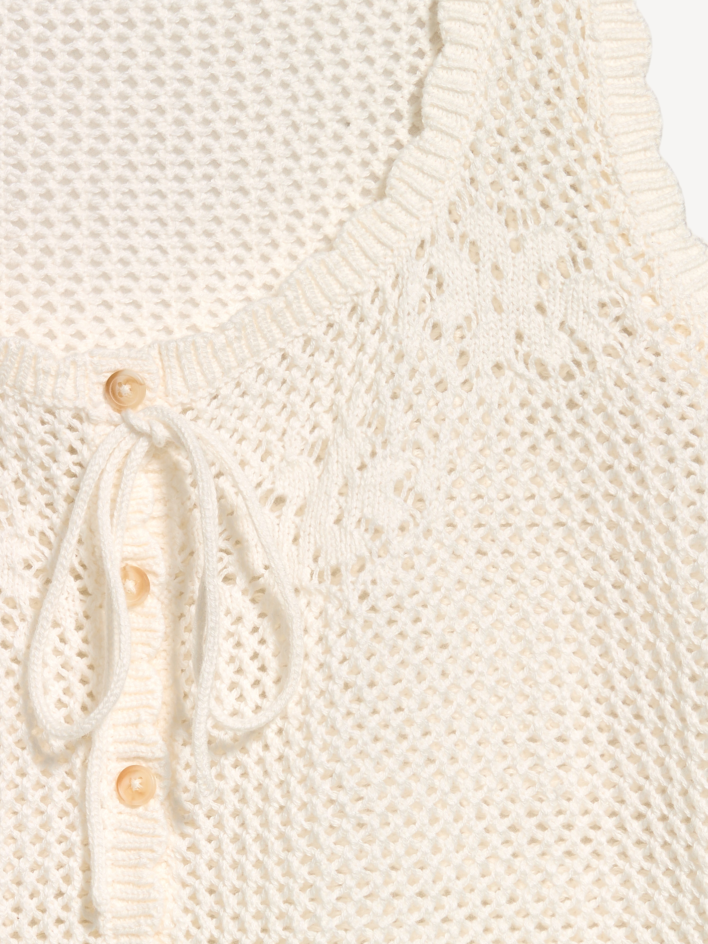 Sleeveless Seaside Cotton Crochet Tank Top - Sea Salt - 5