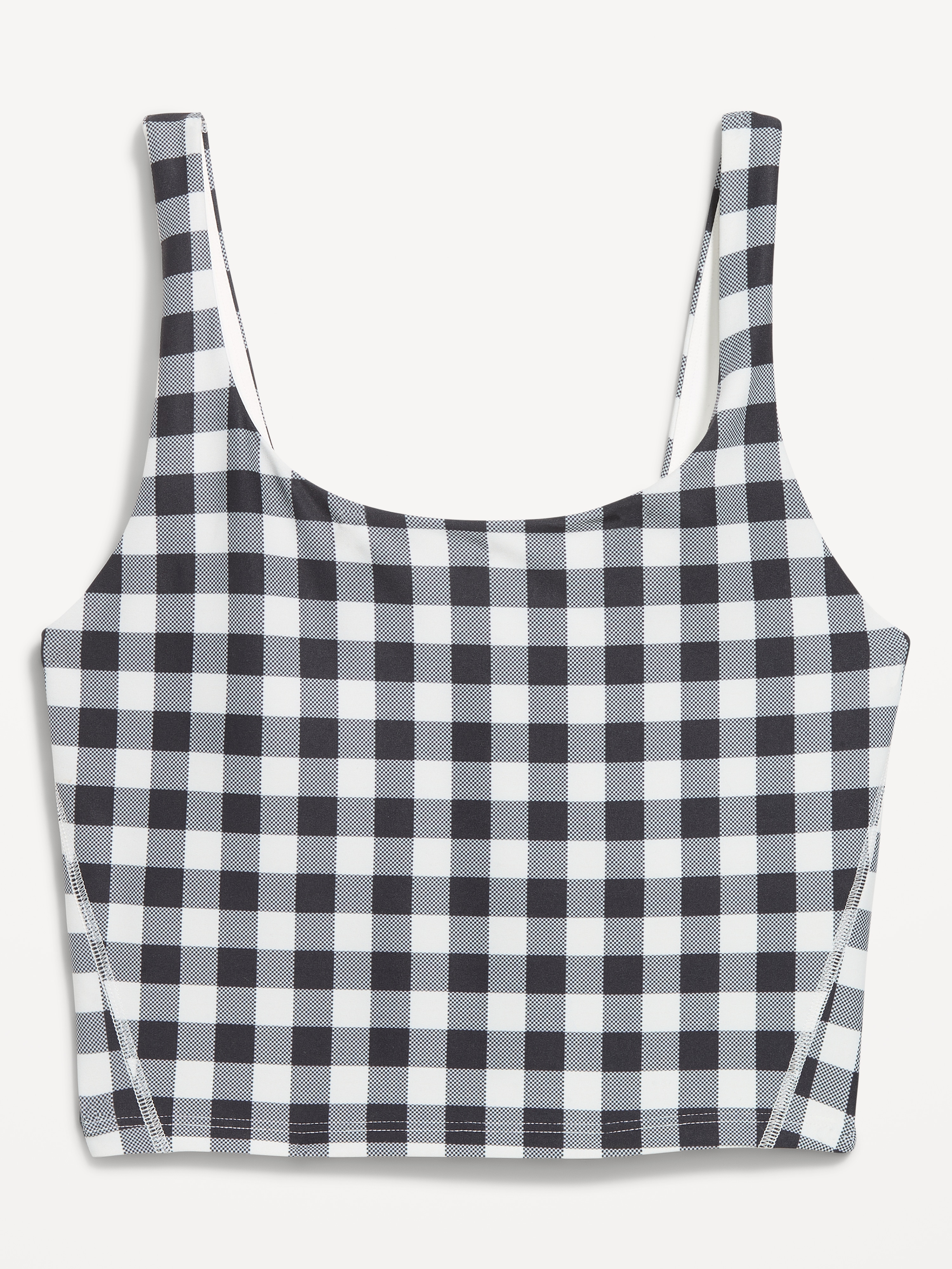 Light Support PowerSoft Longline Sports Bra - Black/White Gingham - 3