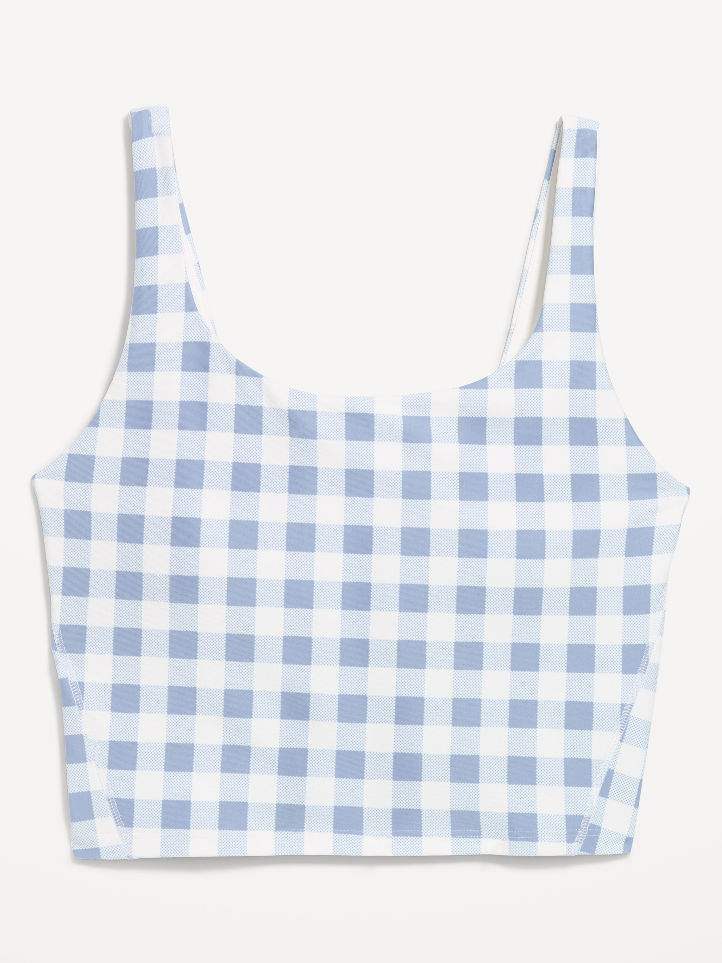 Light Support PowerSoft Longline Sports Bra - Blue Gingham - 4
