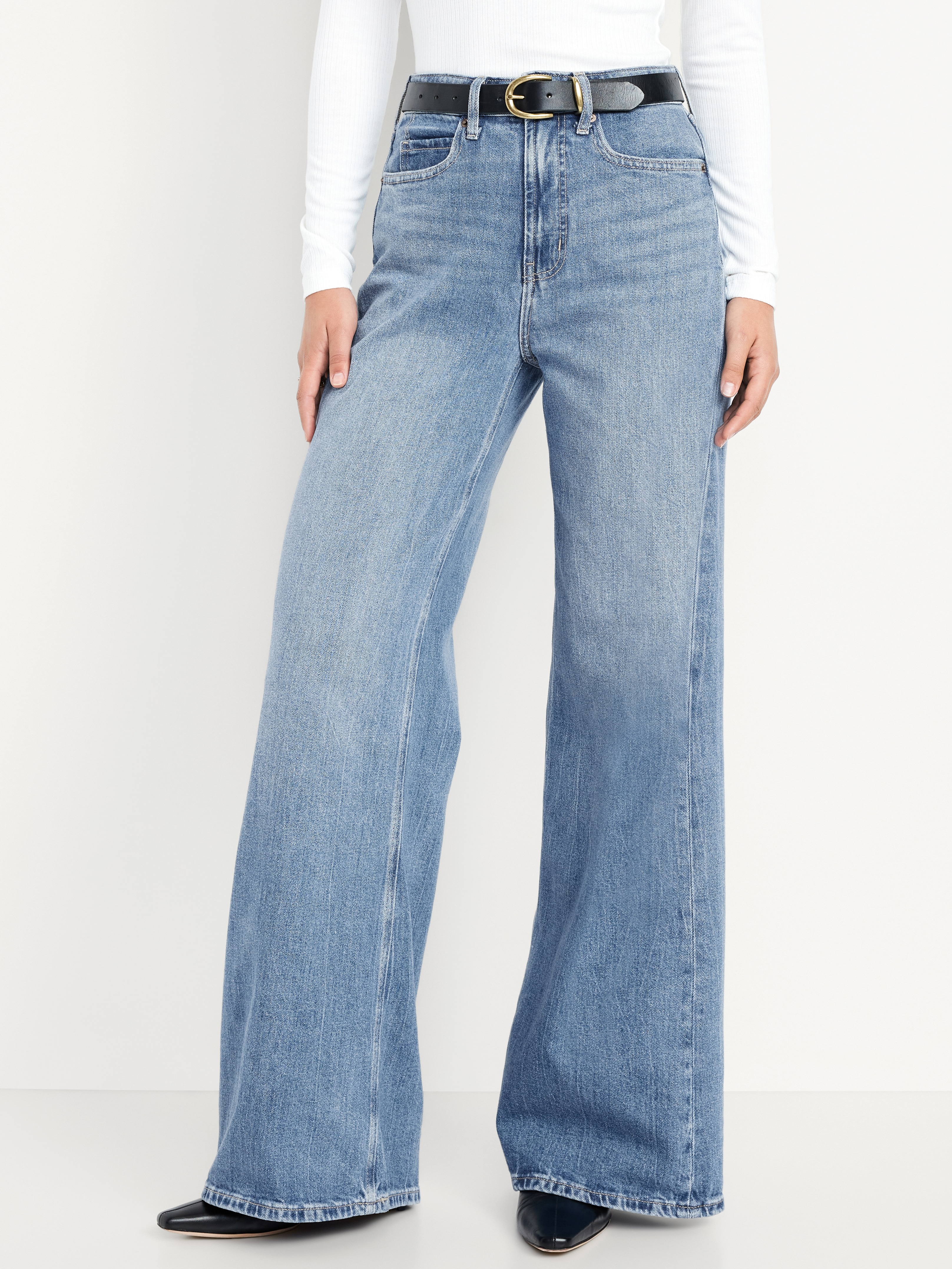 Extra High-Waisted Super Wide-Leg Jeans - Medium Wash - 2