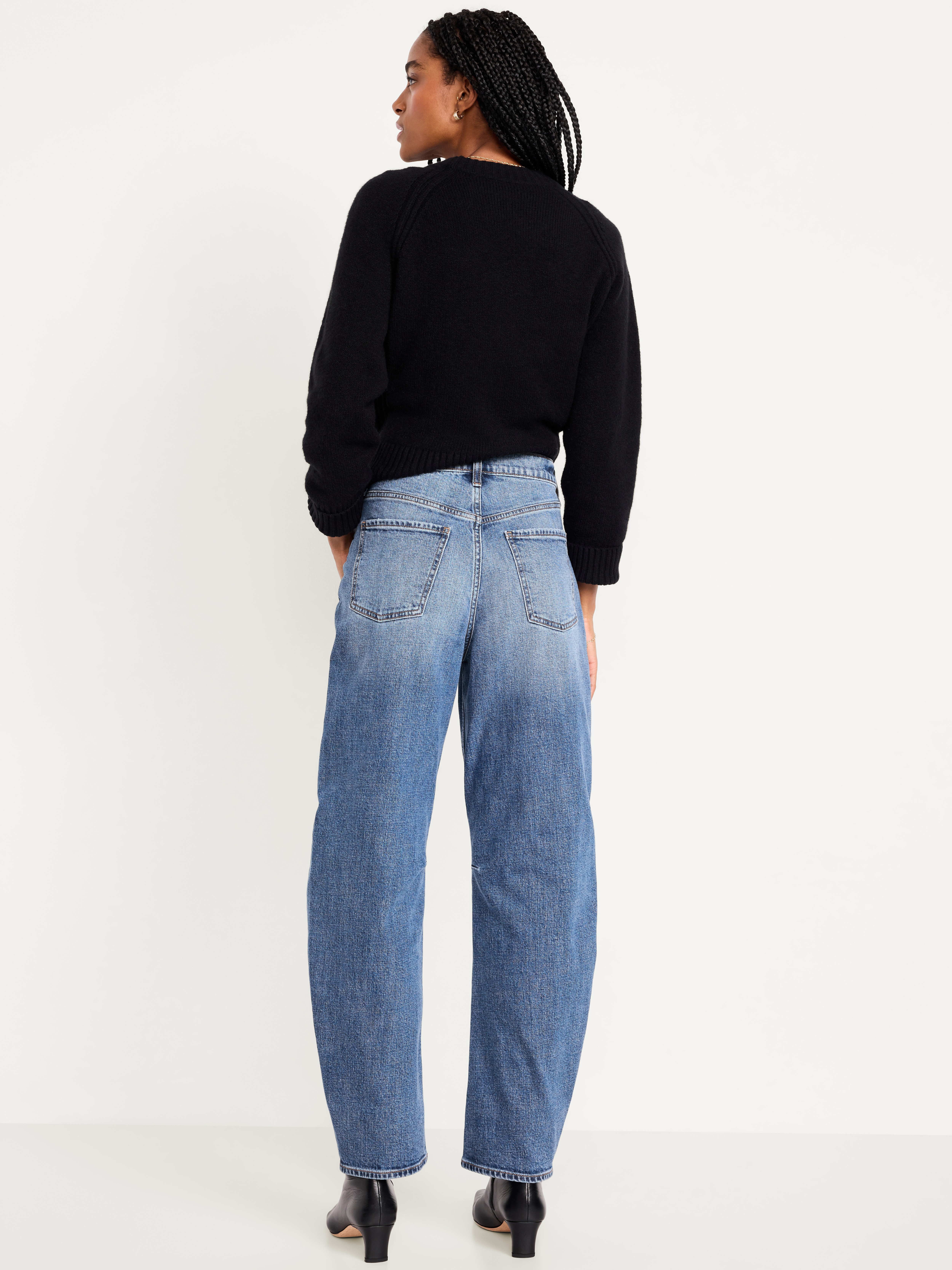 High-Waisted Baggy Barrel Jeans - Medium Wash - 3