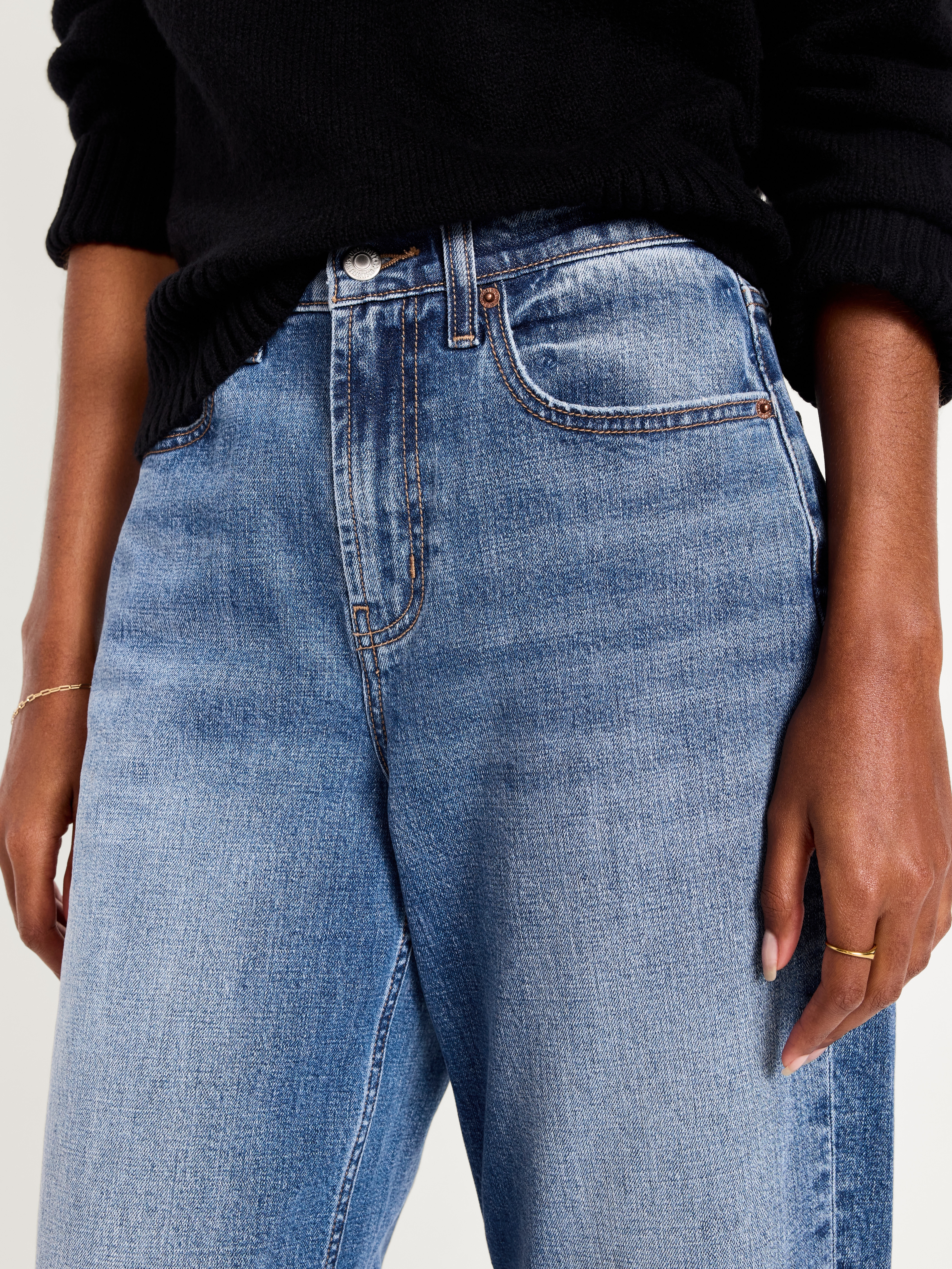 High-Waisted Baggy Barrel Jeans - Medium Wash - 4