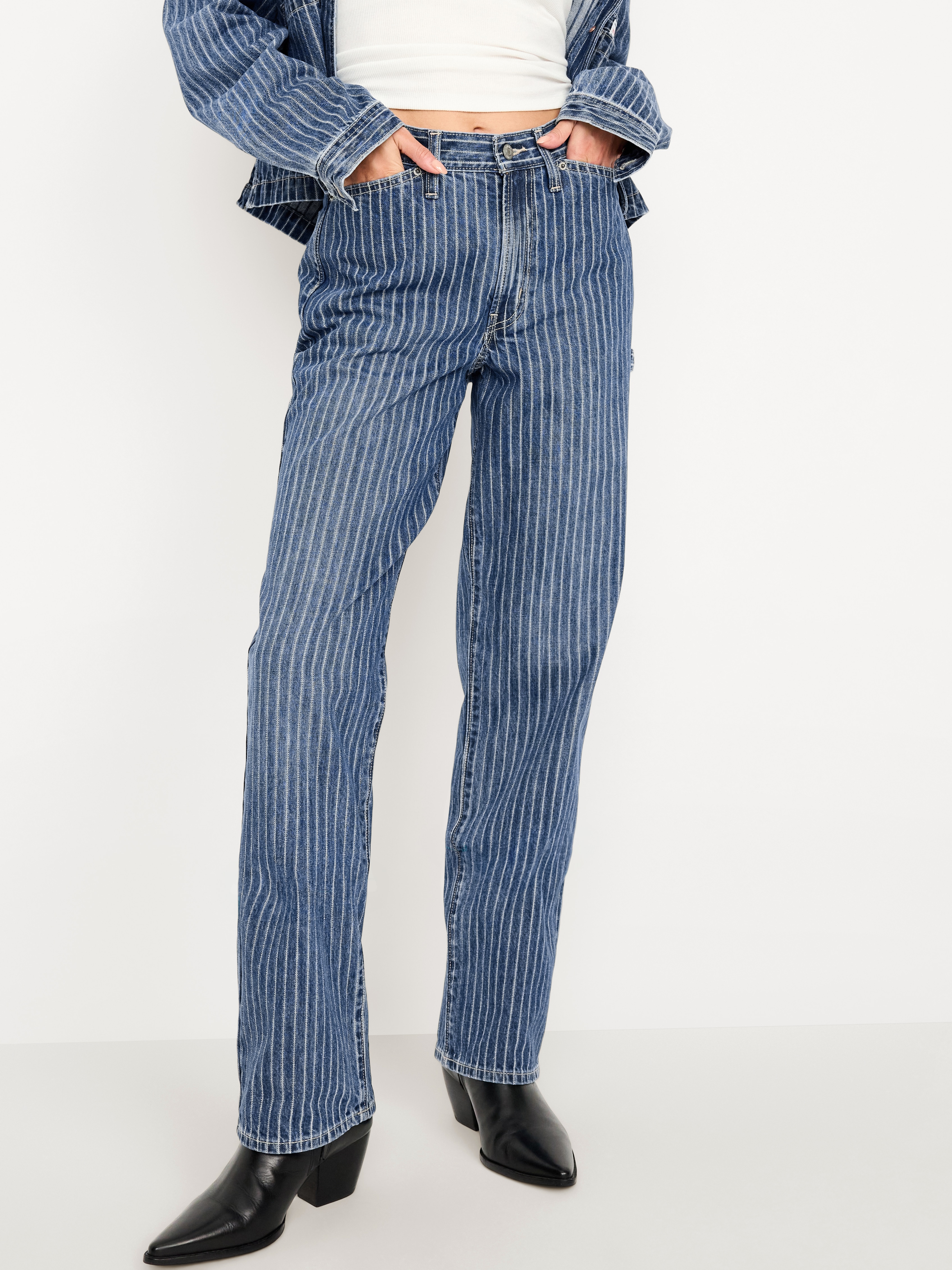 High-Waisted OG Loose Rigid Jeans - Stripe - 2