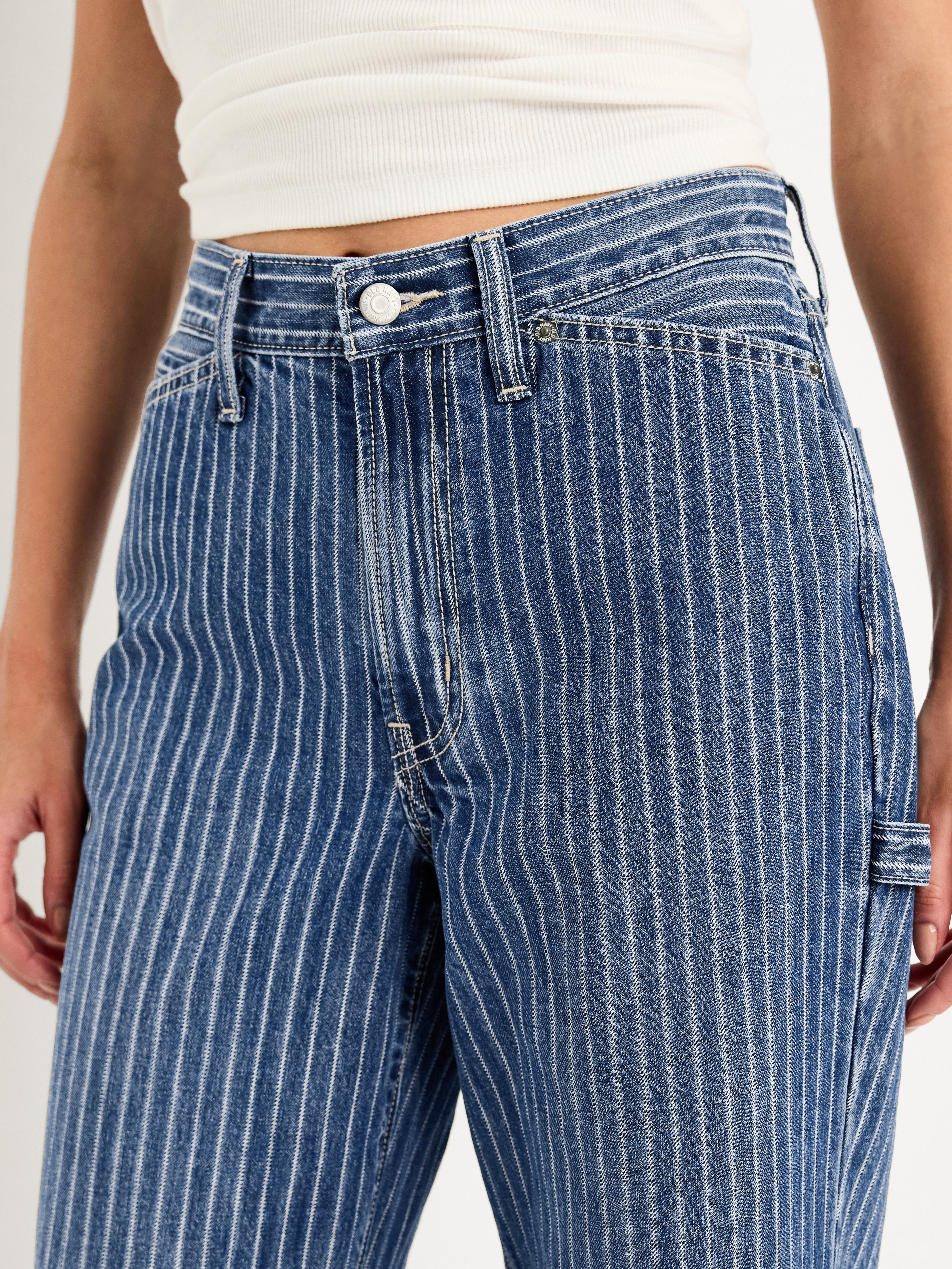 High-Waisted OG Loose Rigid Jeans - Stripe - 4