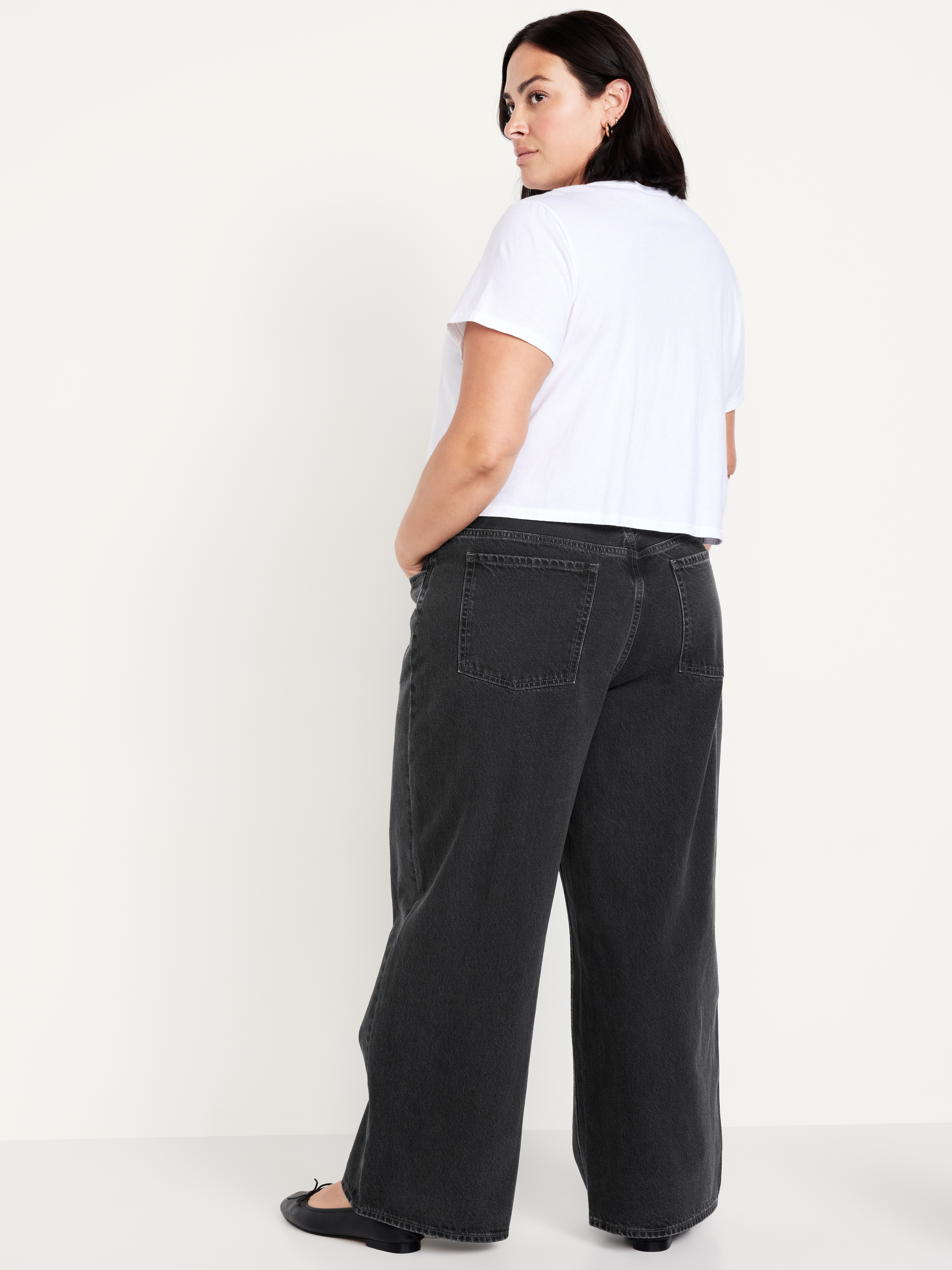 Mid-Rise Wow Baggy Wide-Leg Jeans - Licorice - 10
