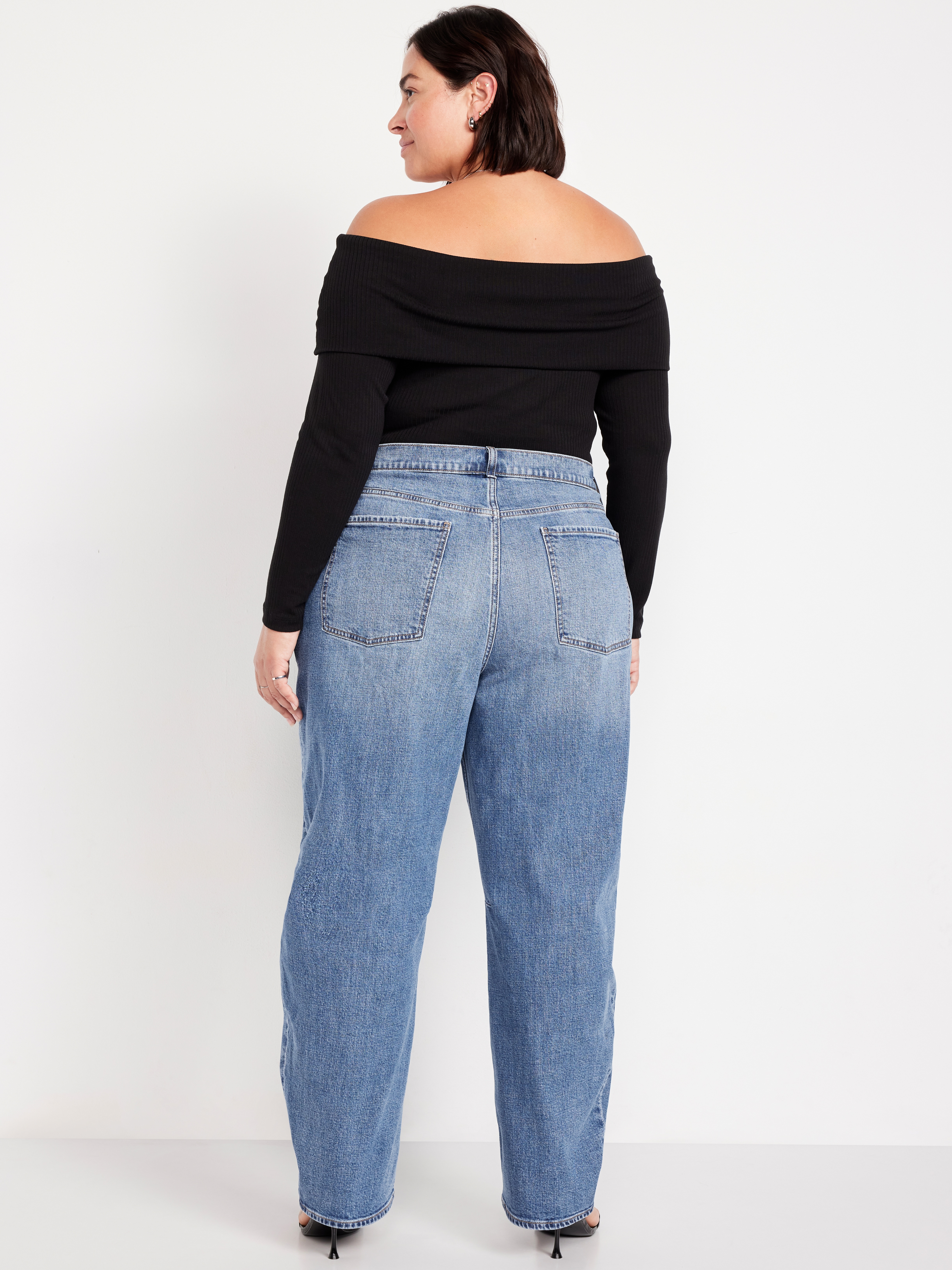 High-Waisted Baggy Barrel Jeans - Medium Wash - 9