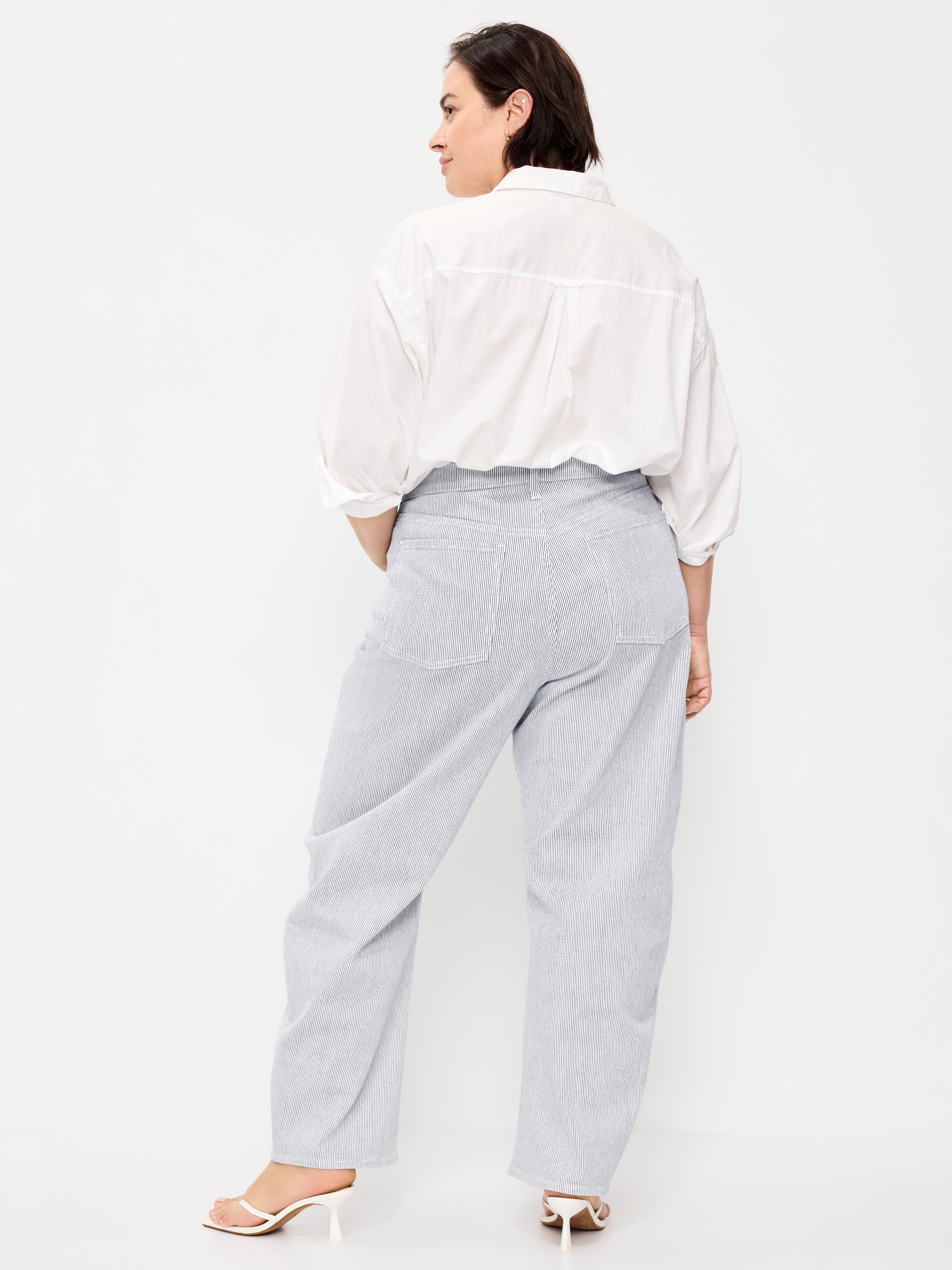 High-Waisted Baggy Barrel Jeans - Blue - 6